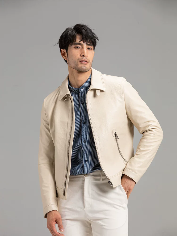 Off-White Lambskin Zip Jacket - Image 3