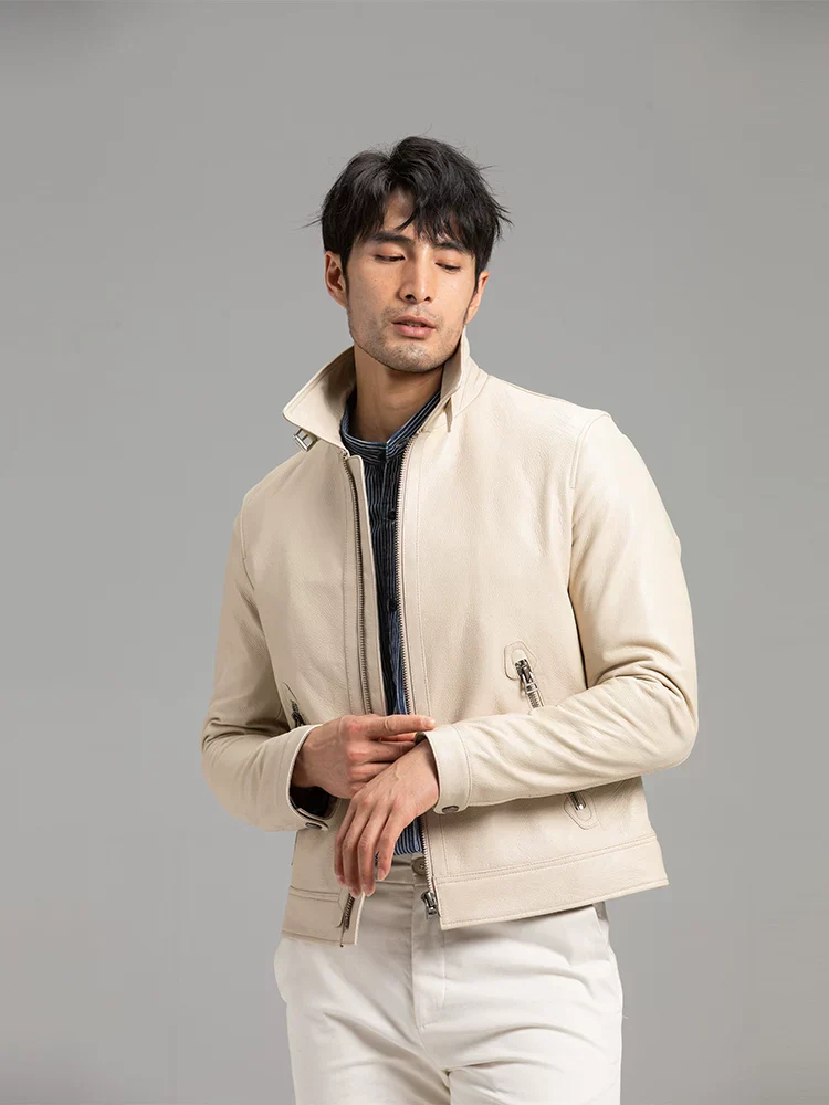 Off-White Lambskin Zip Jacket - Image 5