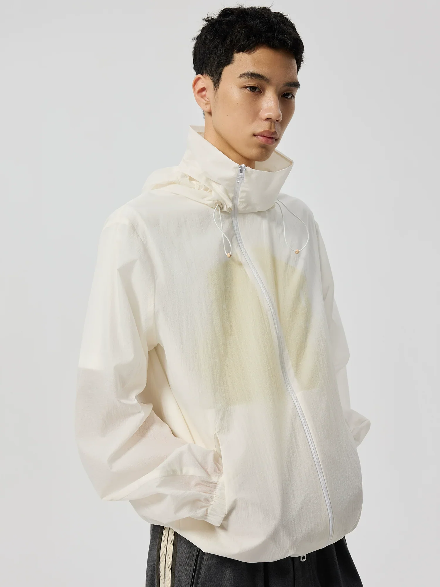 Offset Zip Hooded Windbreaker - Image 4