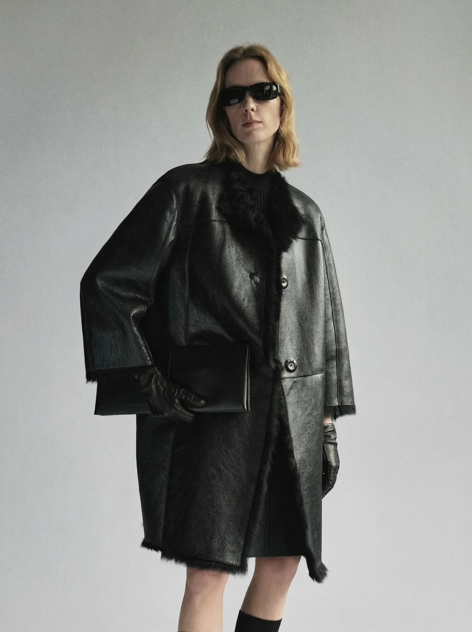 Oil-Waxed Shearling Coat - Image 2