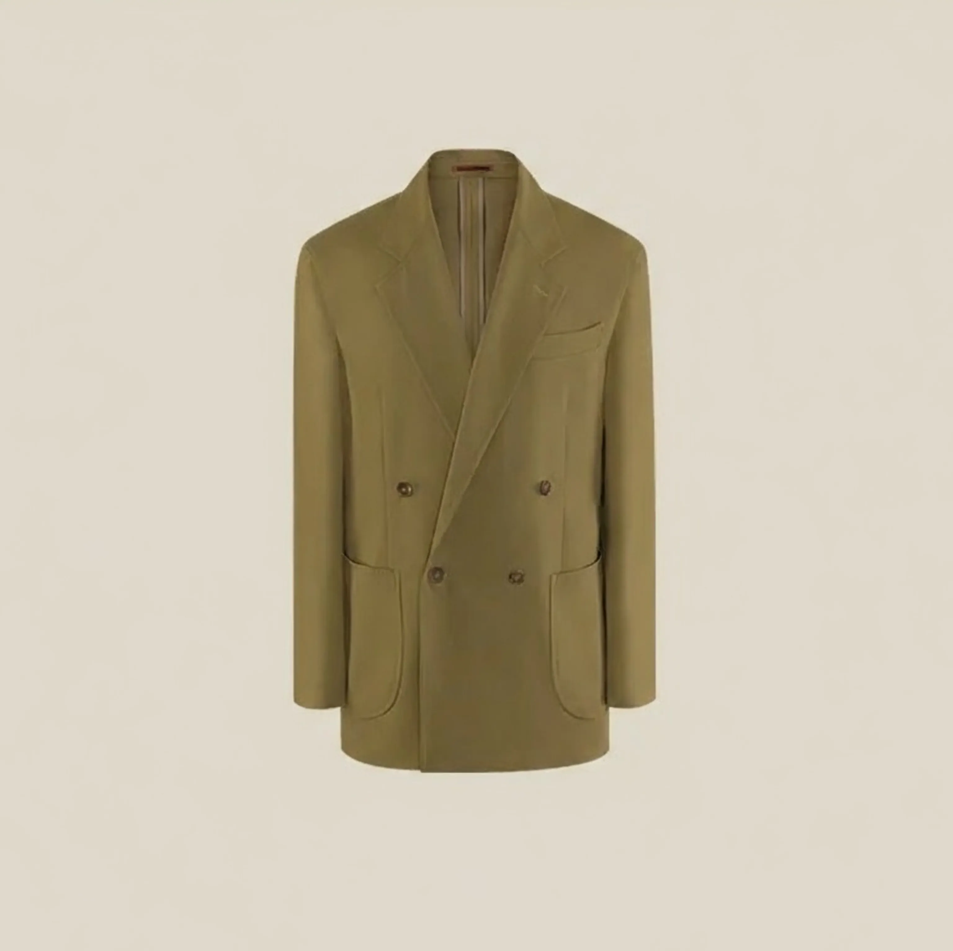 Olive Bamboo Double-Breasted Suit - Image 11
