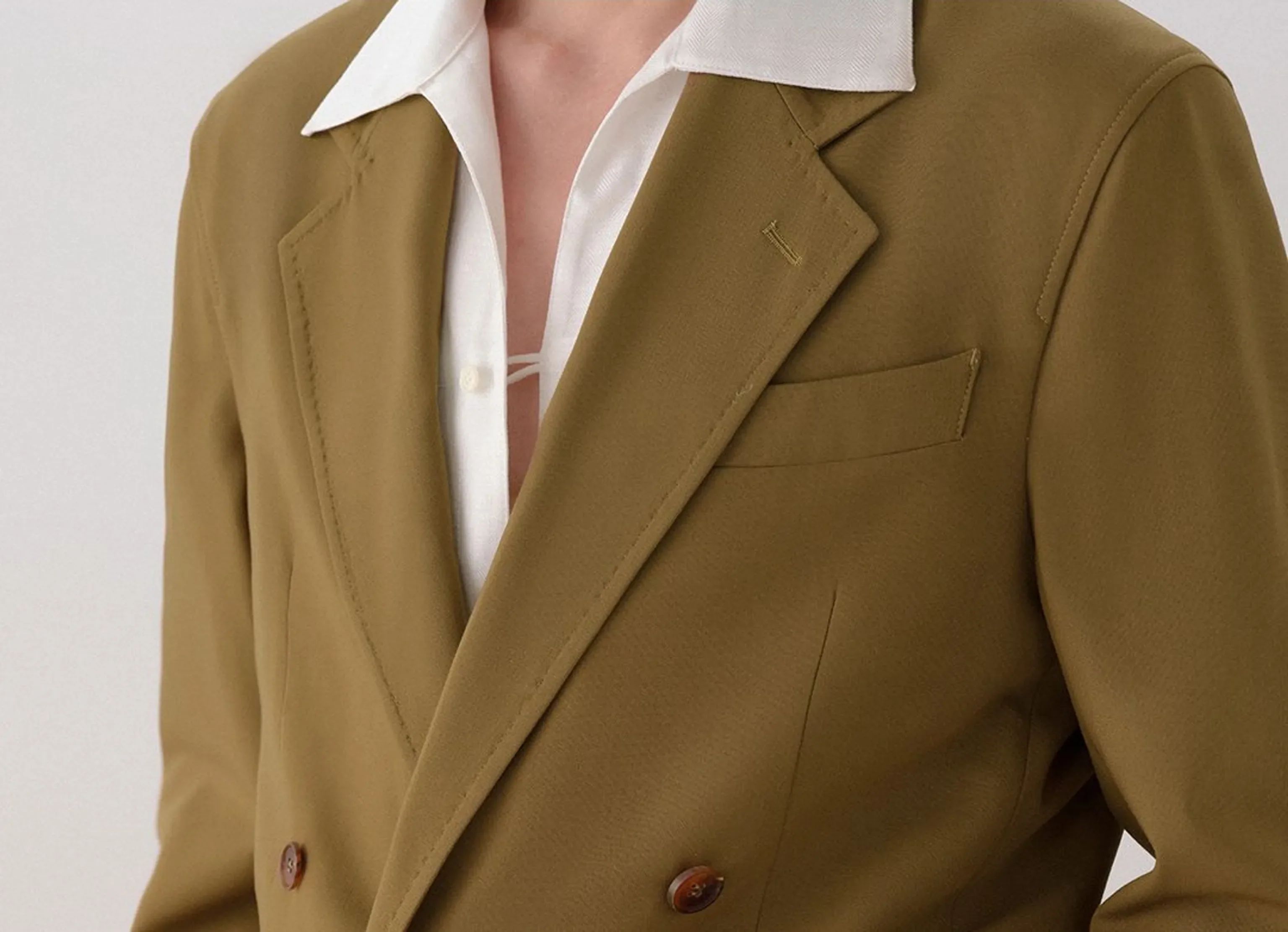 Olive Bamboo Double-Breasted Suit - Image 6