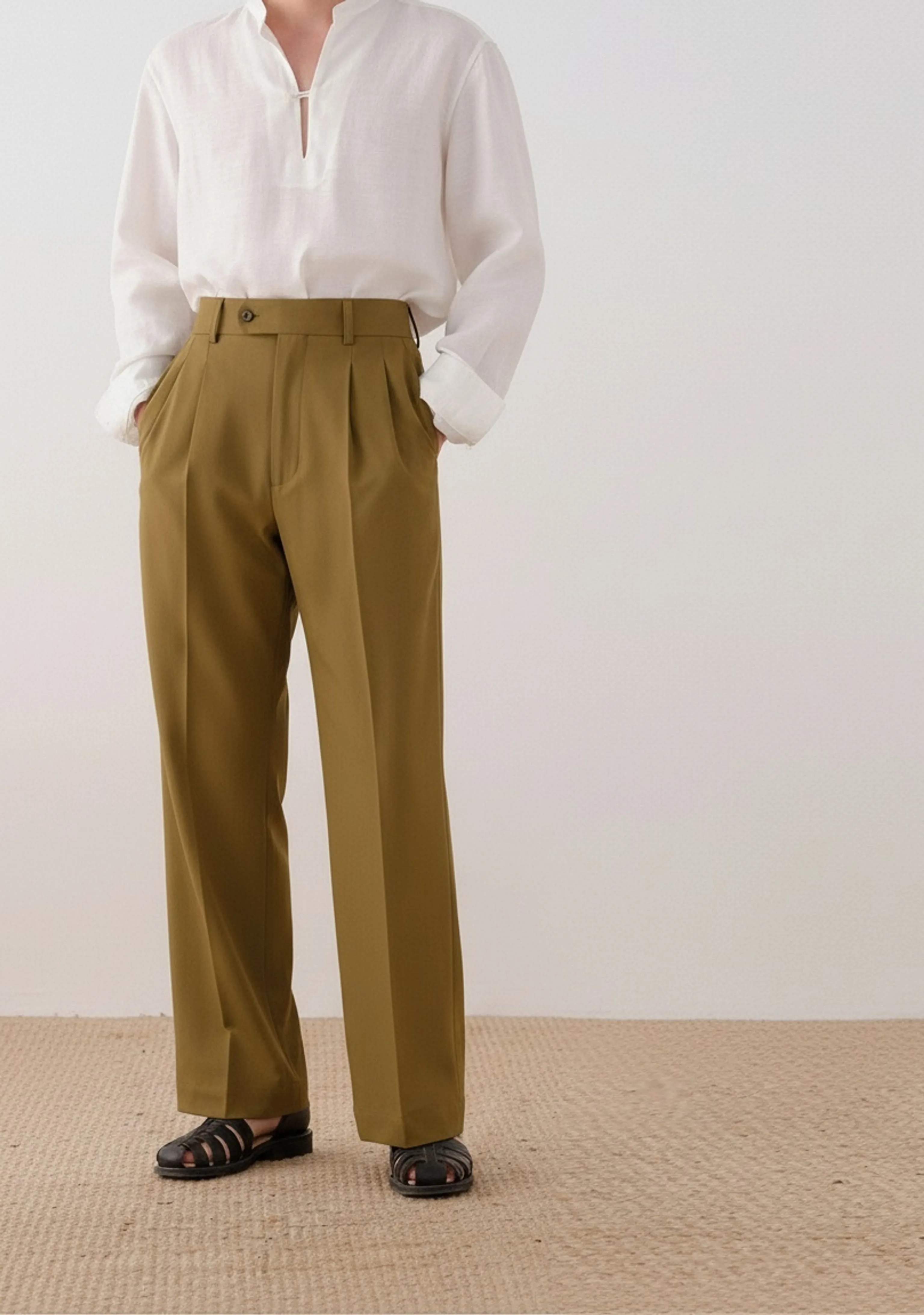 Olive Bamboo Double-Breasted Suit - Image 7