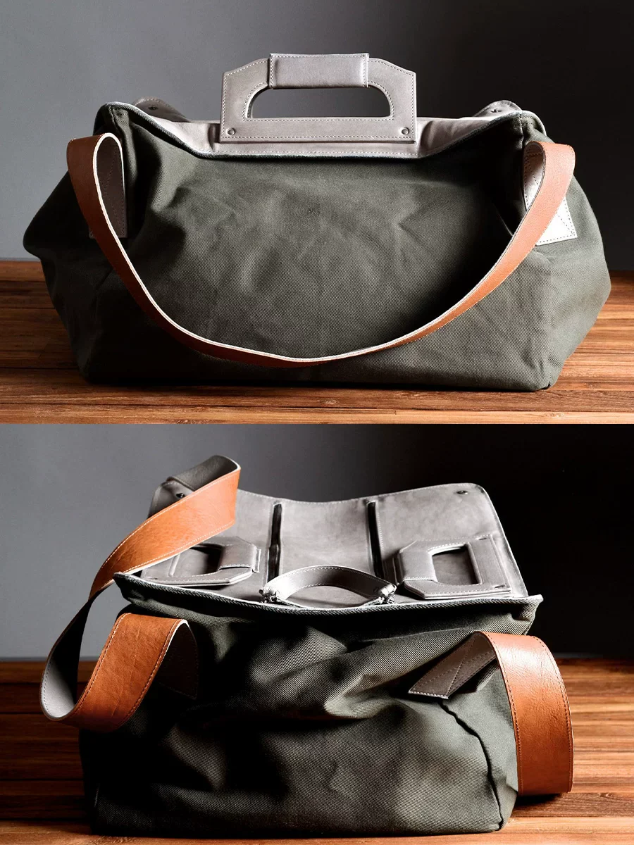 Olive Canvas & Leather Weekender - Image 3