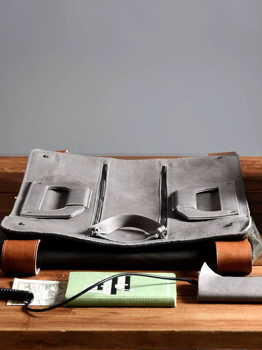 Olive Canvas & Leather Weekender - Image 4