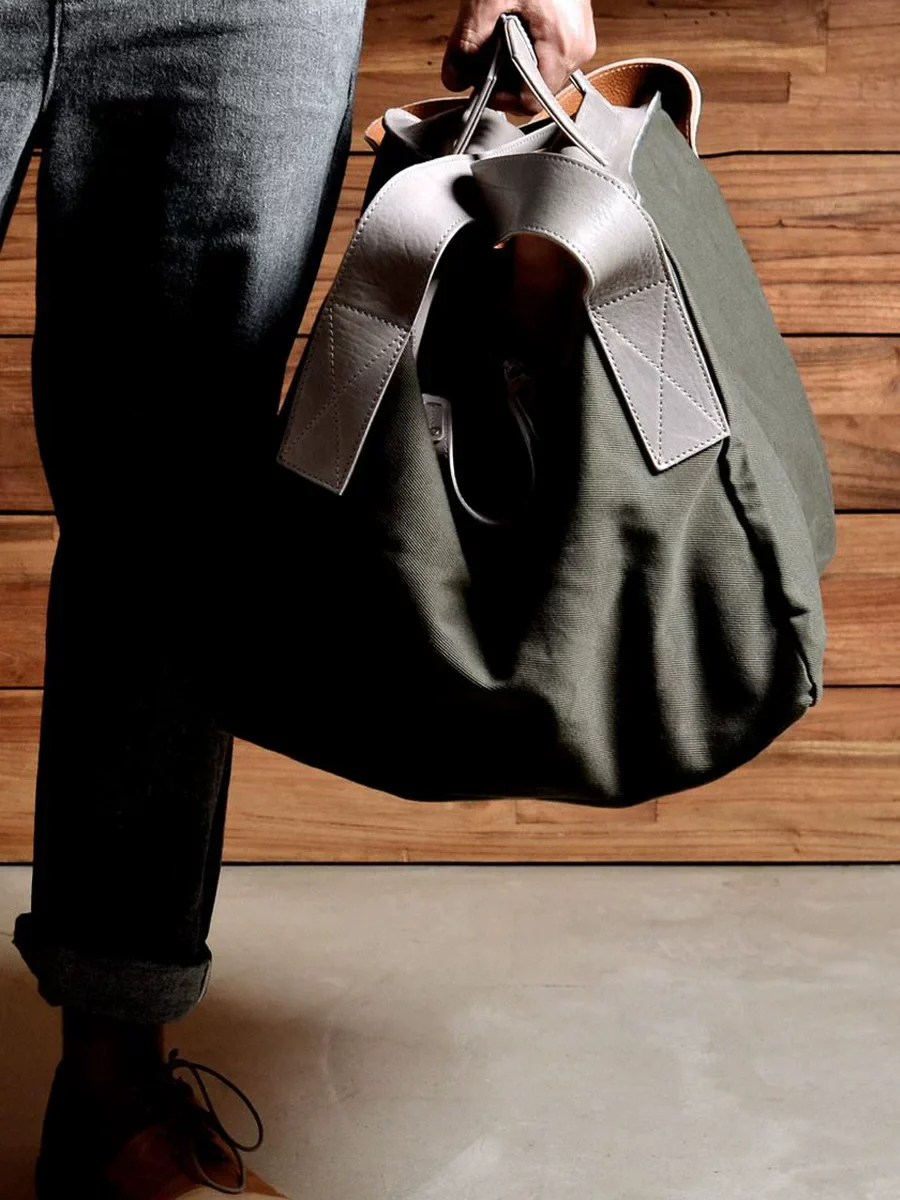 Olive Canvas & Leather Weekender - Image 5