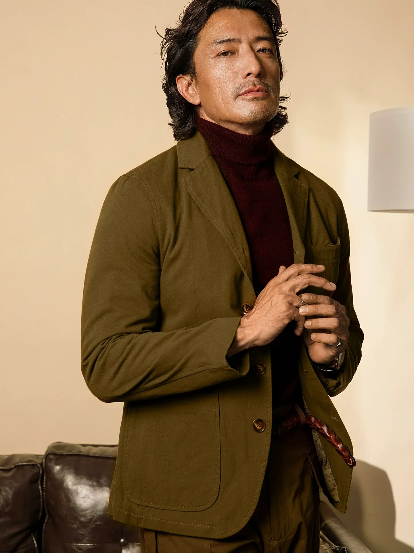 Olive Cotton Twill Blazer