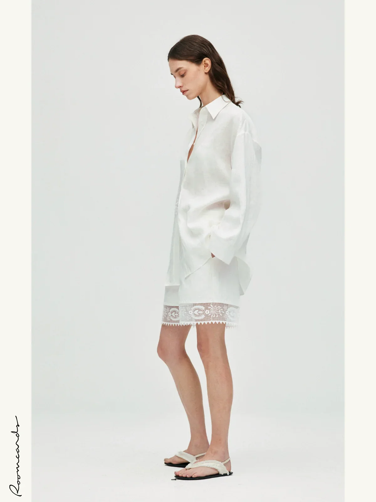 Olive Embroidery Linen Shirt - Image 3