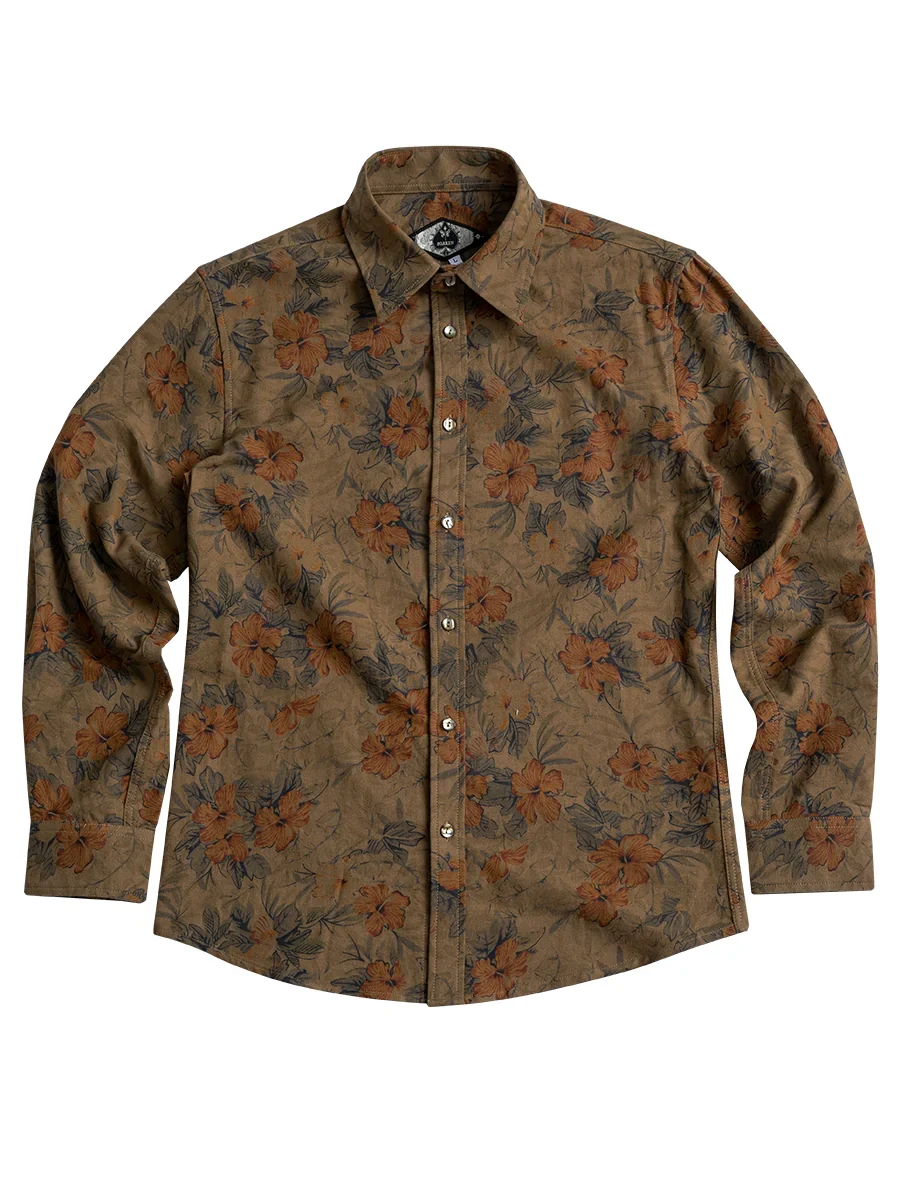 Olive Floral Cotton Shirt - Image 5