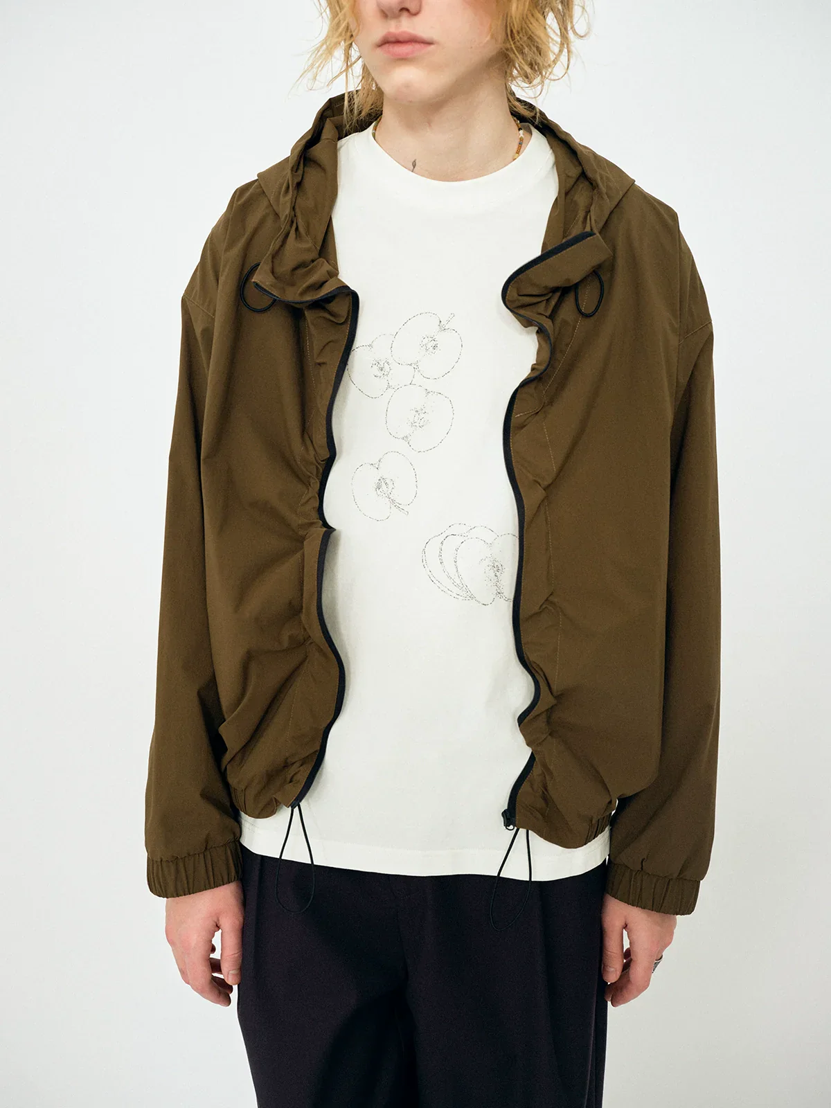 Olive Nylon Hooded Jacket