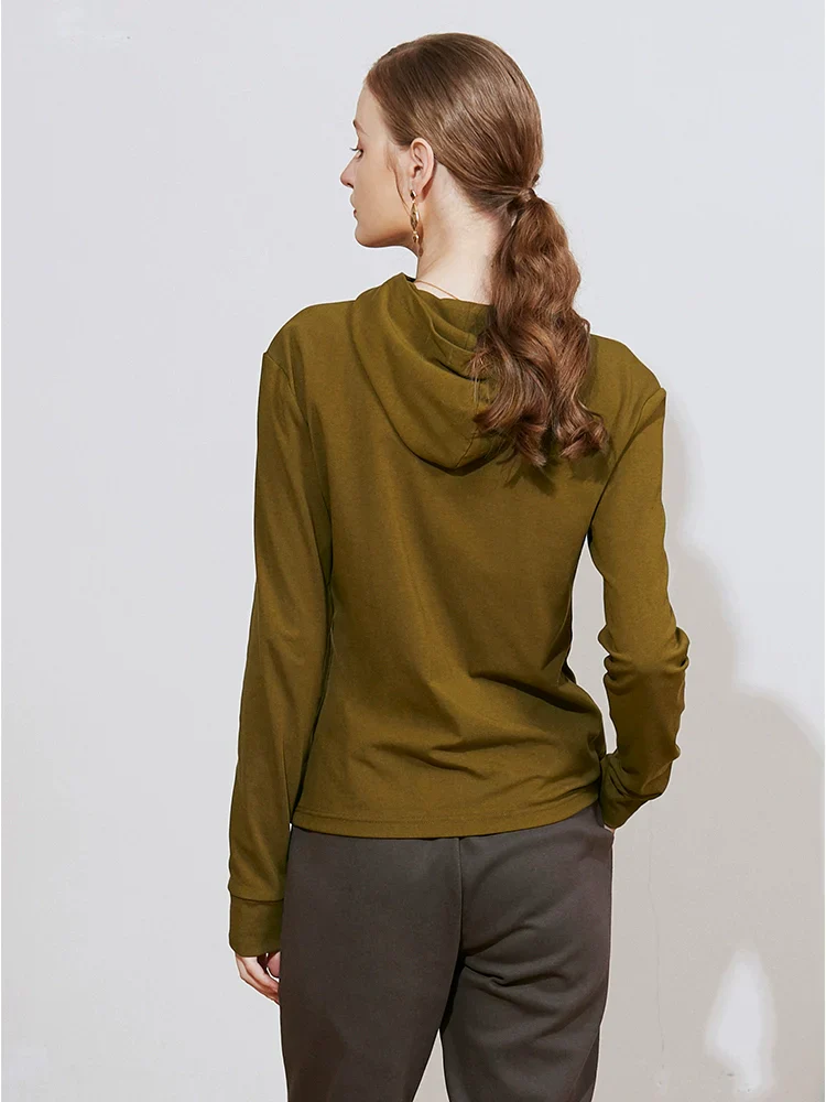 Olive Ribbed Hooded Pullover - Image 2
