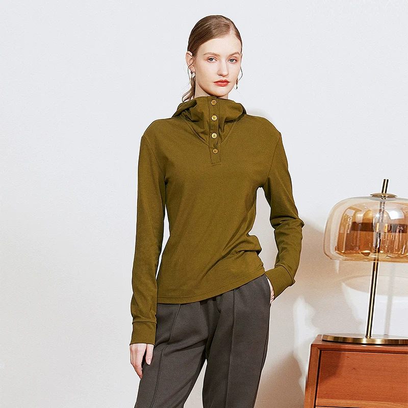 Olive Ribbed Hooded Pullover - Image 3