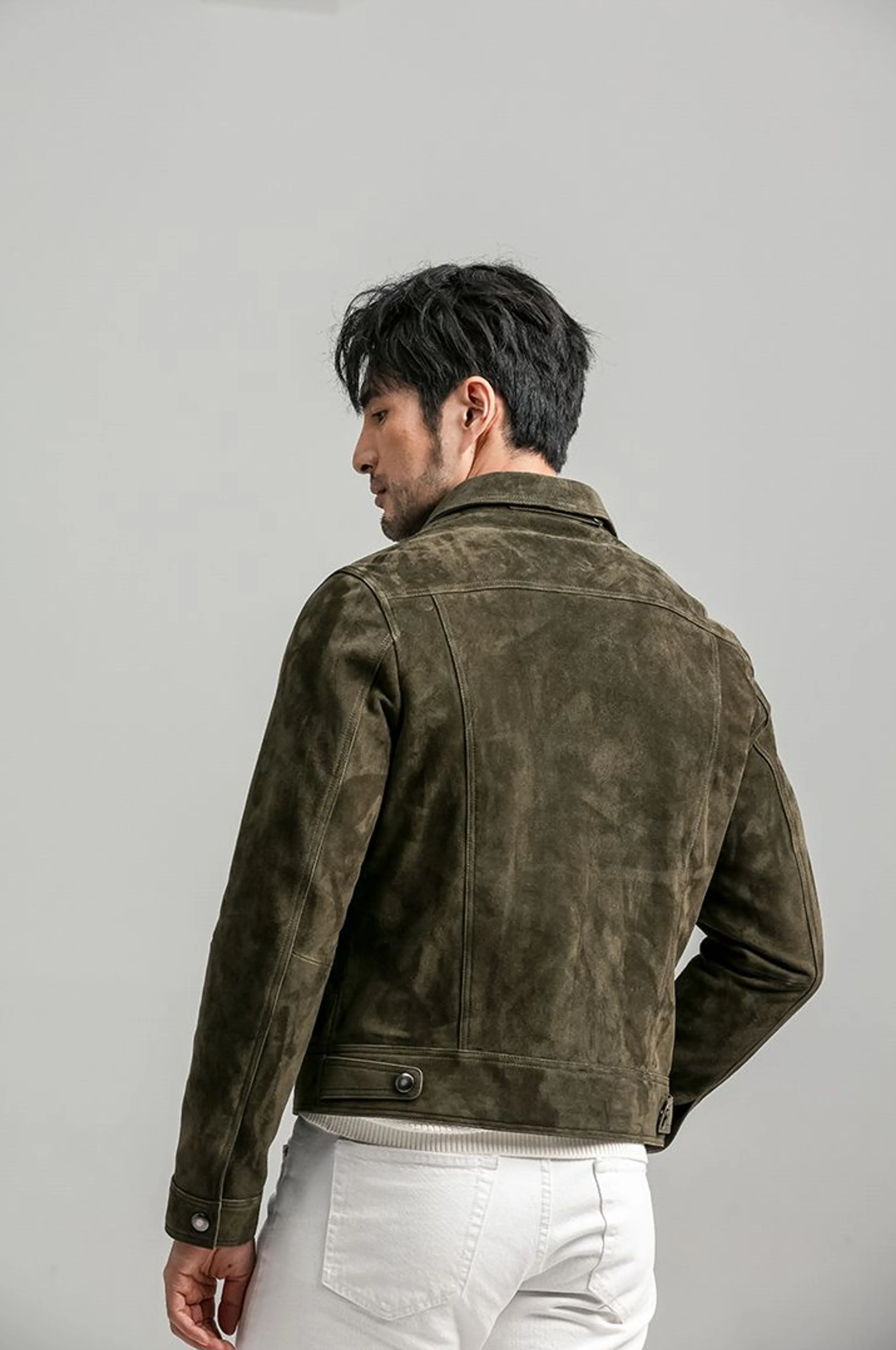 Olive Suede Utility Jacket - Image 5