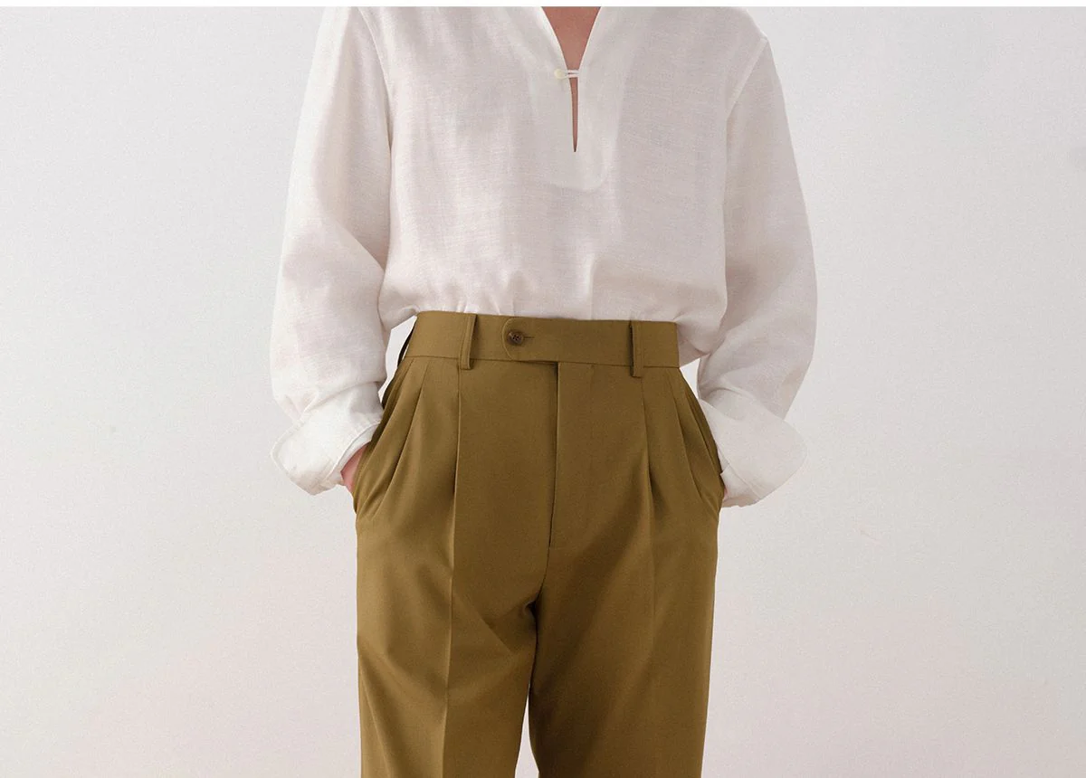 Olive Wide-Leg Trousers - Image 2