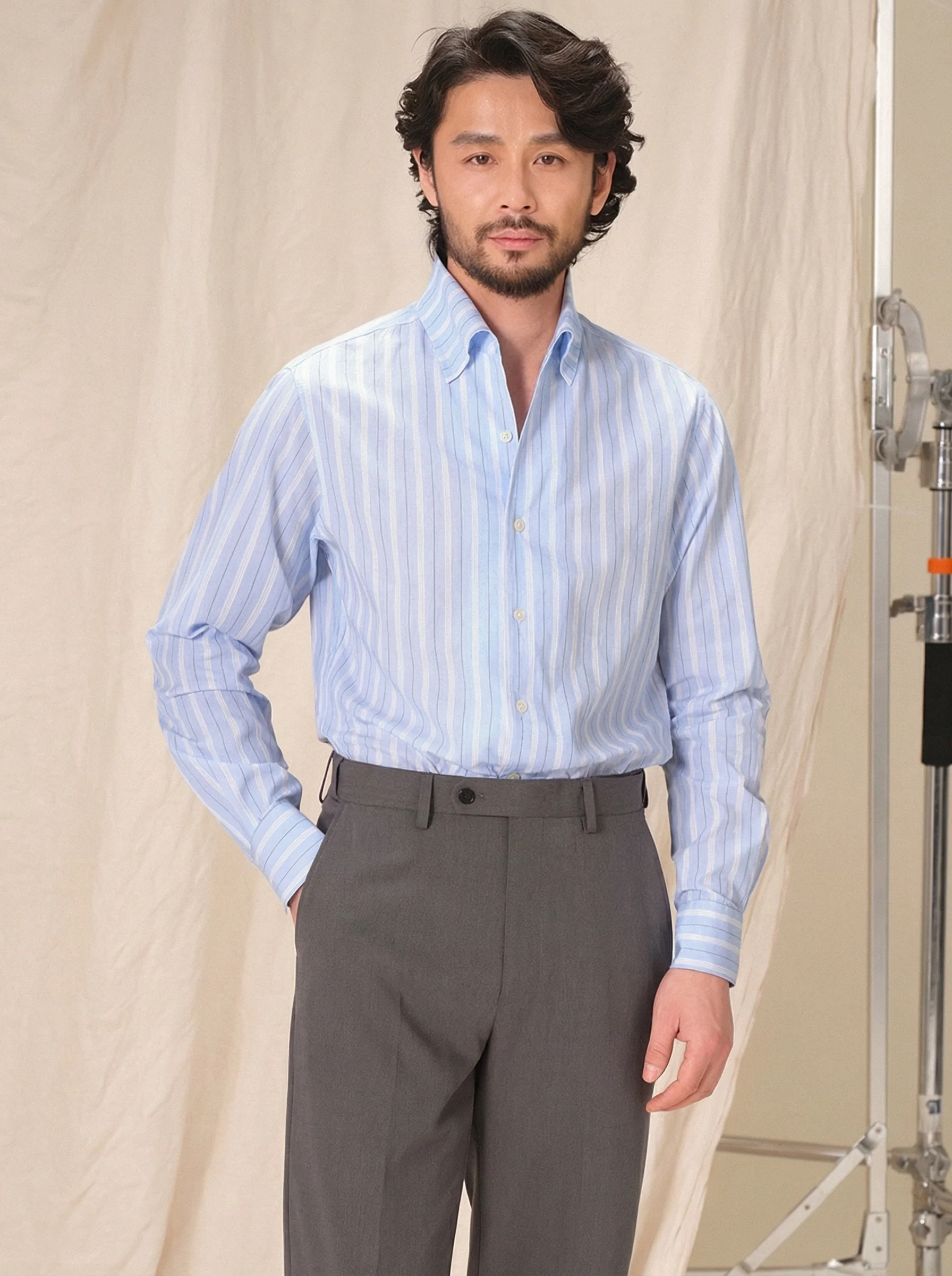 One-Piece Collar Striped Shirt