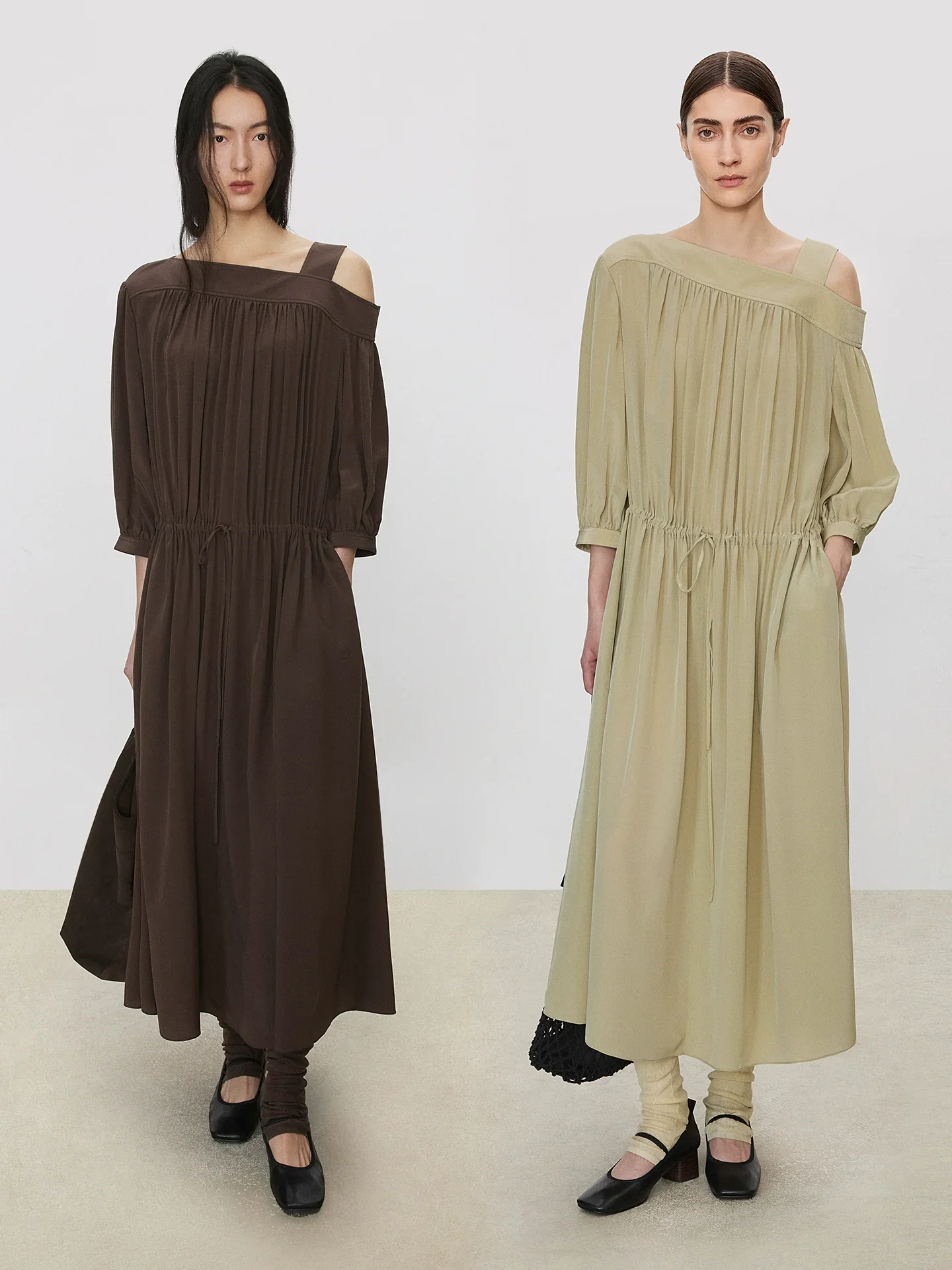 One-Shoulder Double-Crepe Mulberry Silk Dress - Image 4