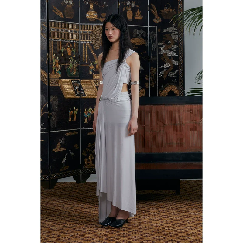 One-Shoulder Draped Dress - Image 2