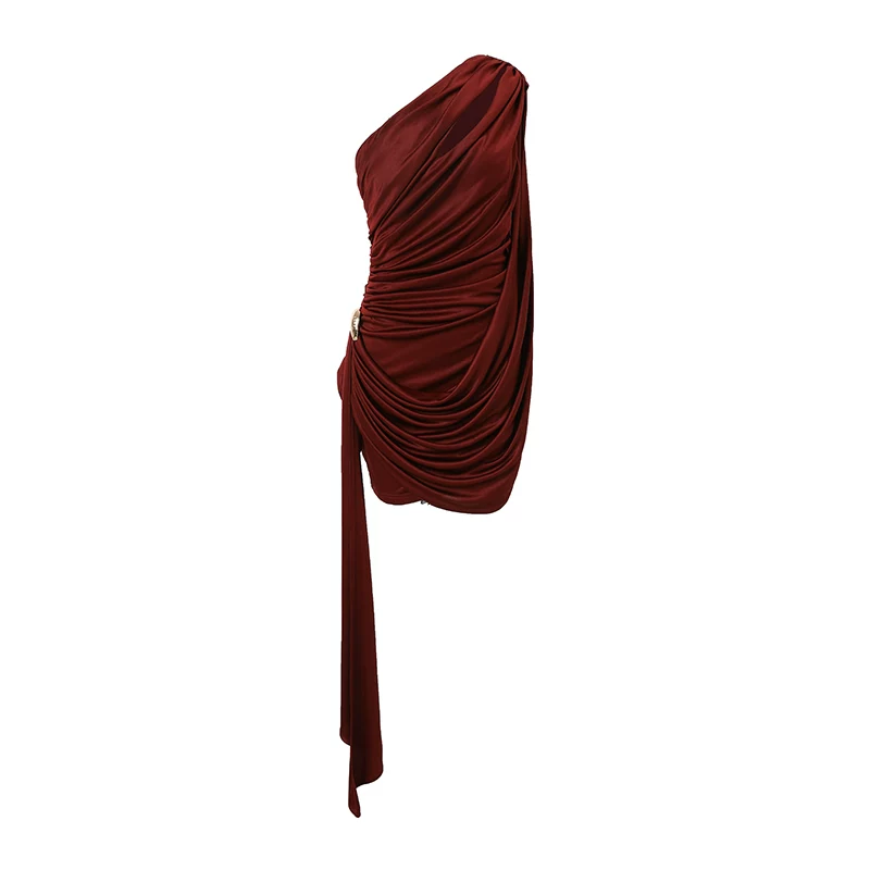 One-Shoulder Ruched Mini Dress - Image 5