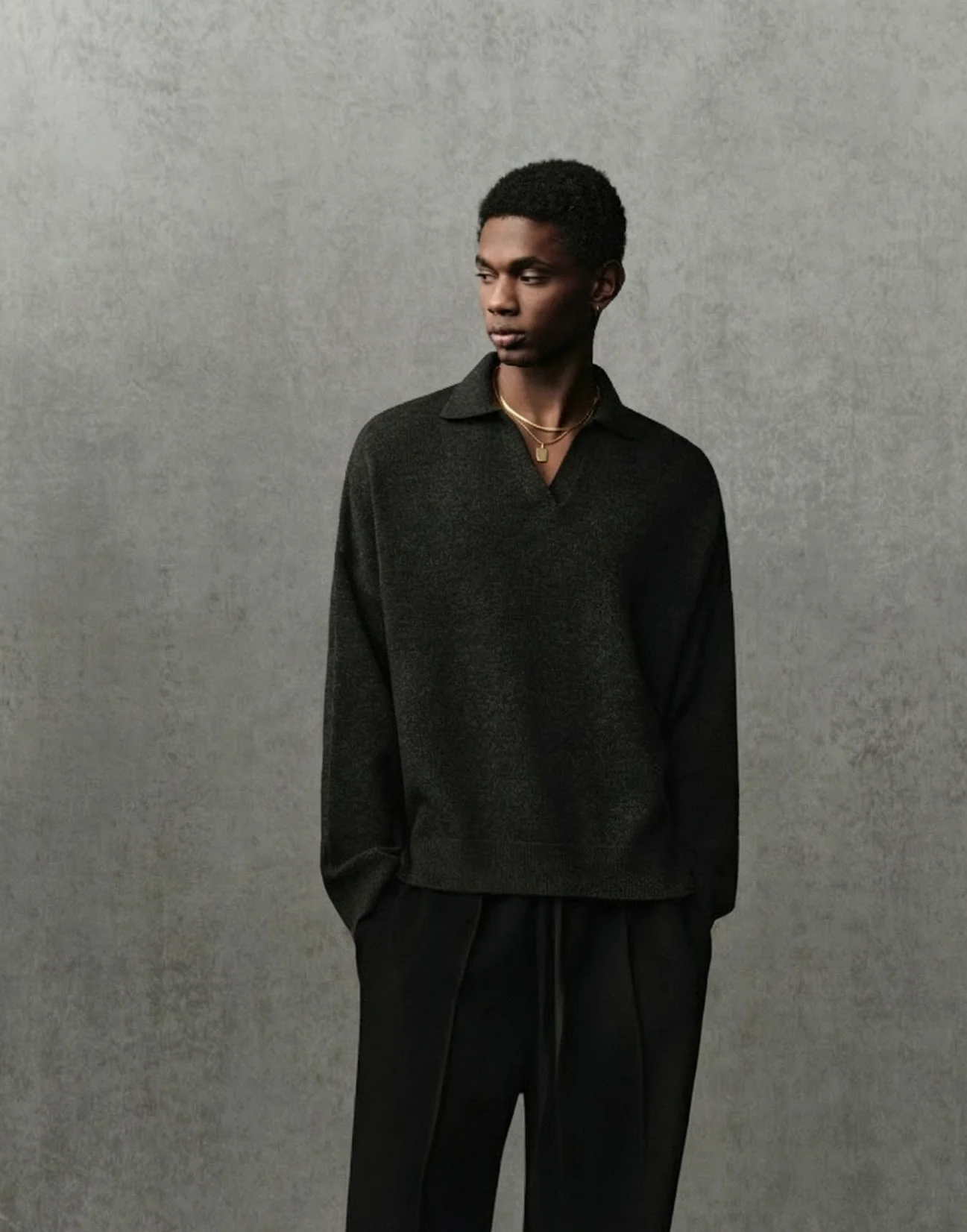 Open Collar Wool Sweater
