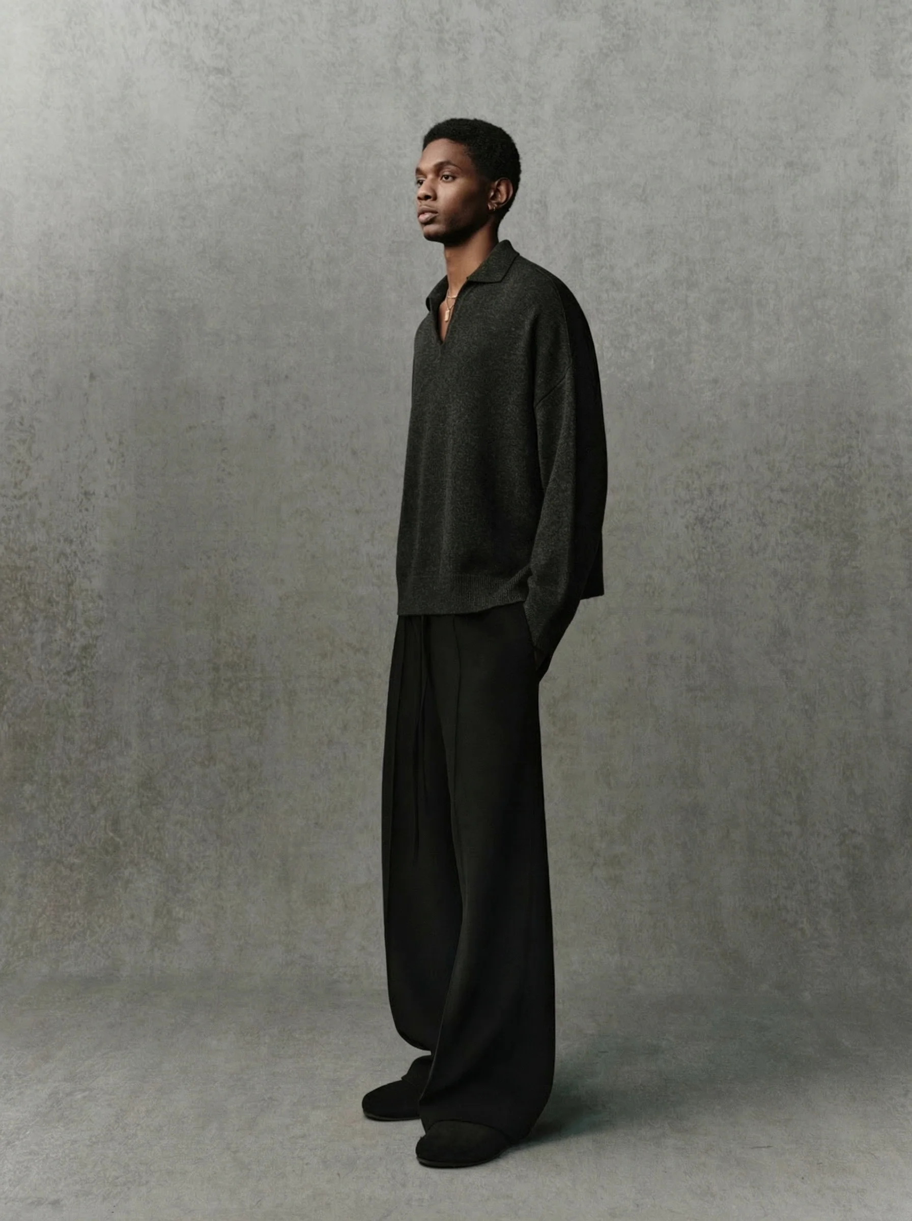 Open Collar Wool Sweater - Image 2