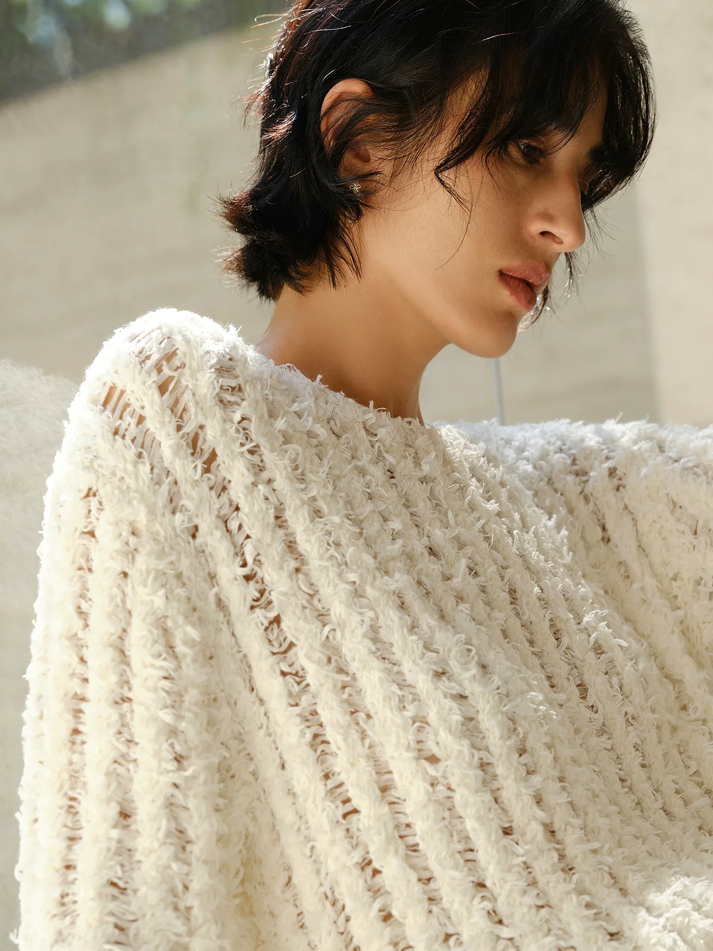 Open-Knit Boat-Neck Sweater - Image 2
