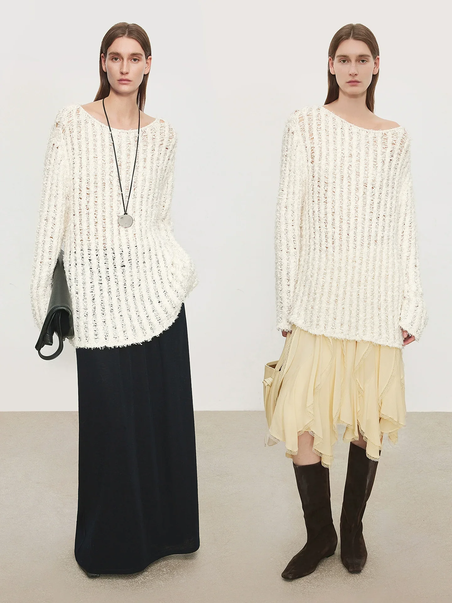Open-Knit Boat-Neck Sweater - Image 5