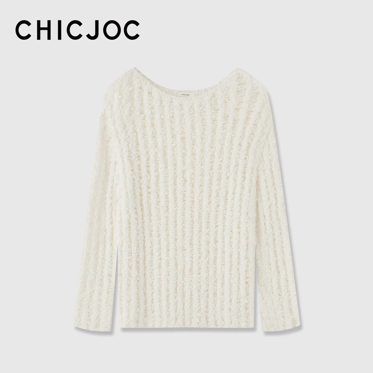Open-Knit Boat-Neck Sweater - Image 6