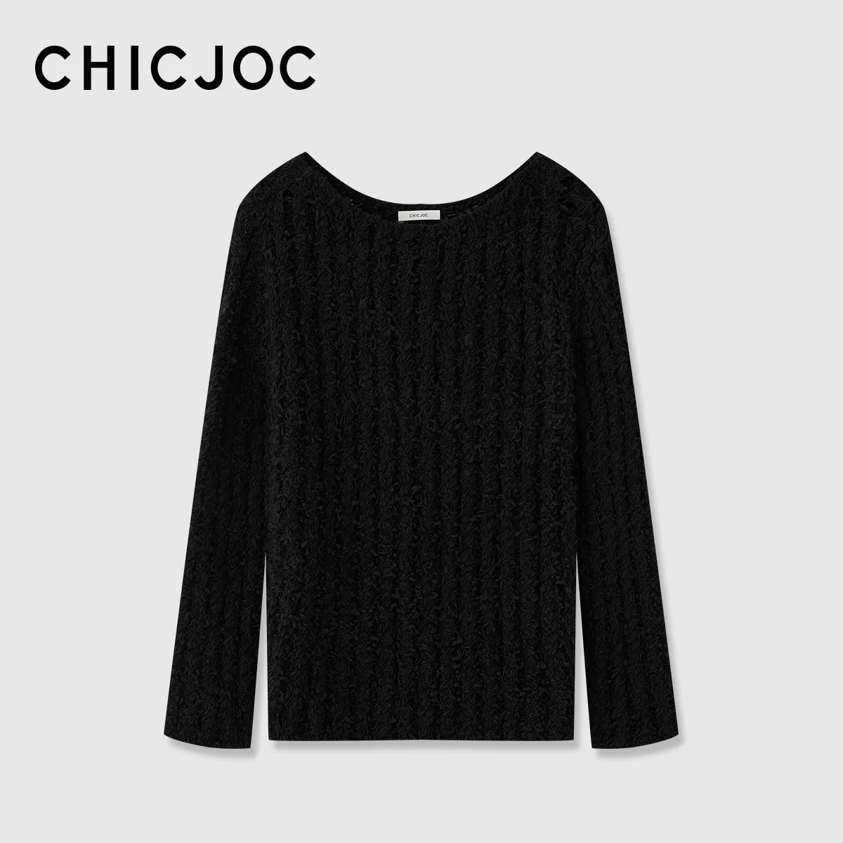 Open-Knit Boat-Neck Sweater - Image 7