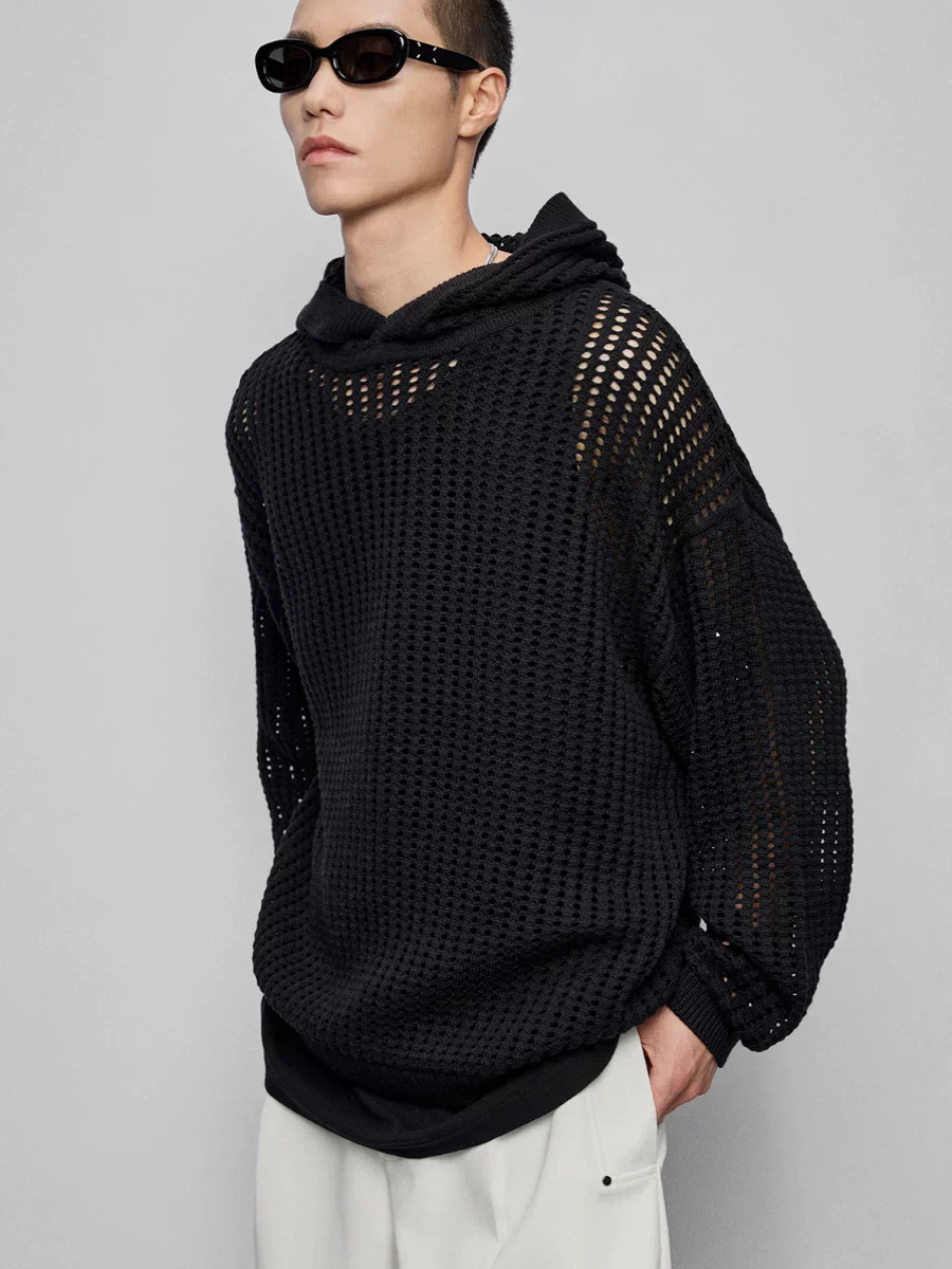 Open-Knit Cotton-Cashmere Hoodie/Cardigan - Image 5