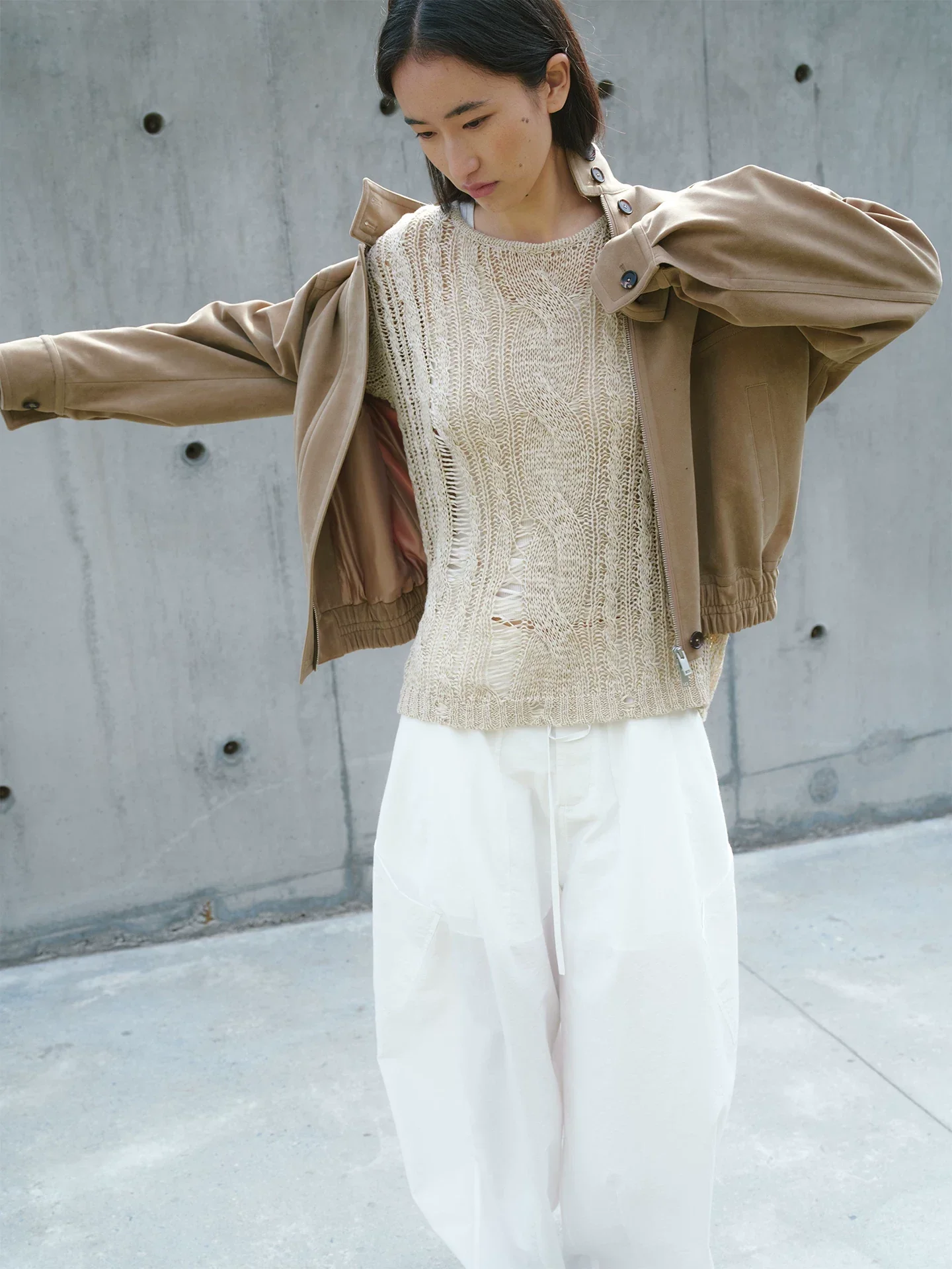 Open-Knit Tie Sweater - Image 4