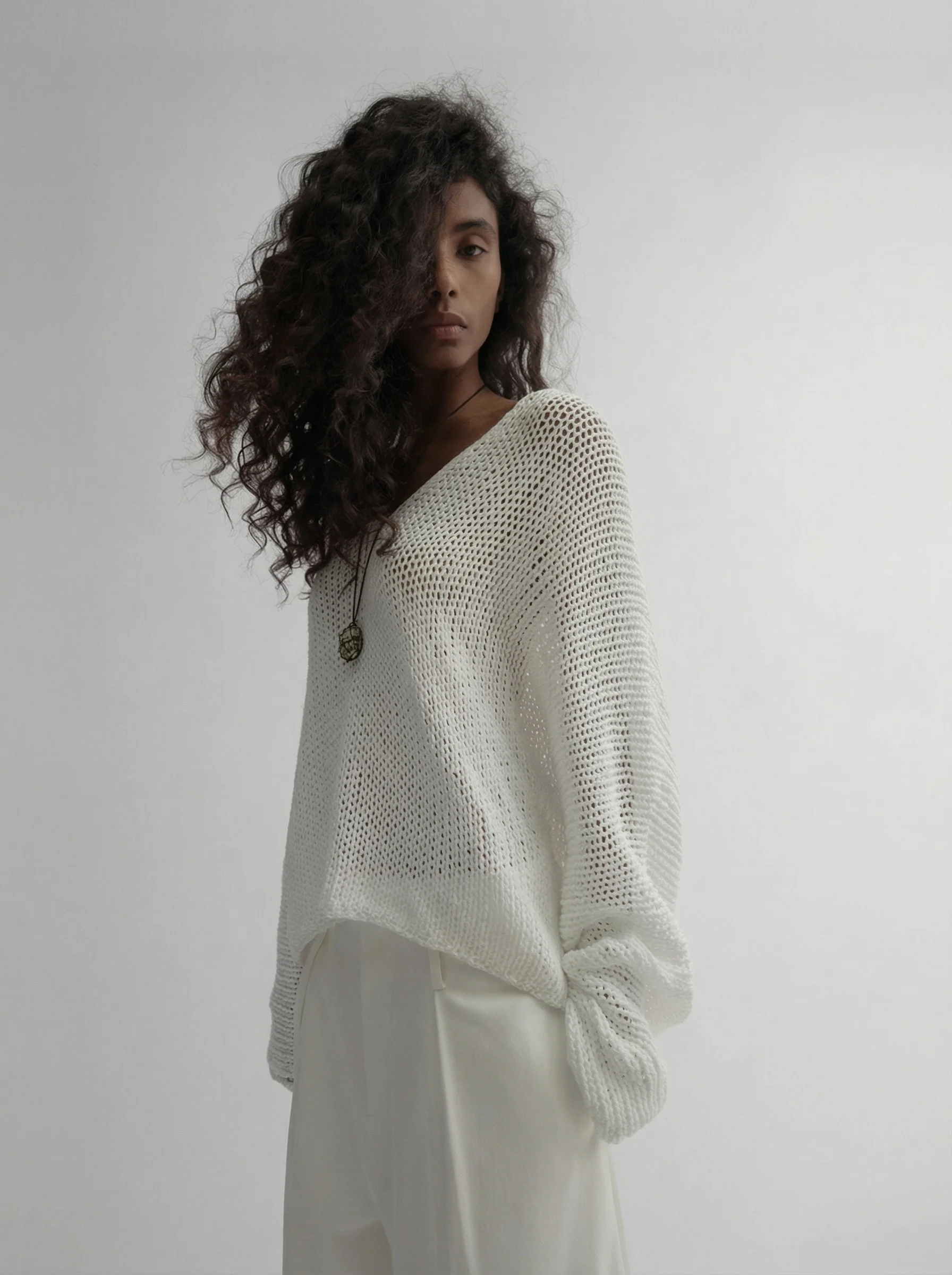Open-Knit V Sweater