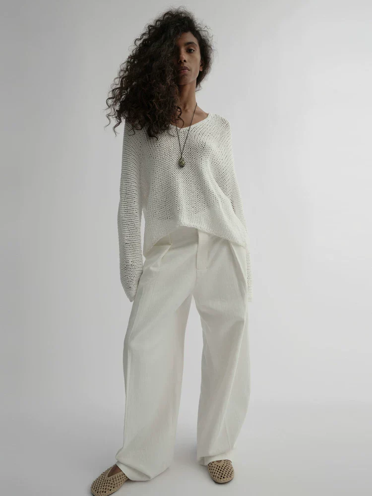 Open-Knit V Sweater - Image 2