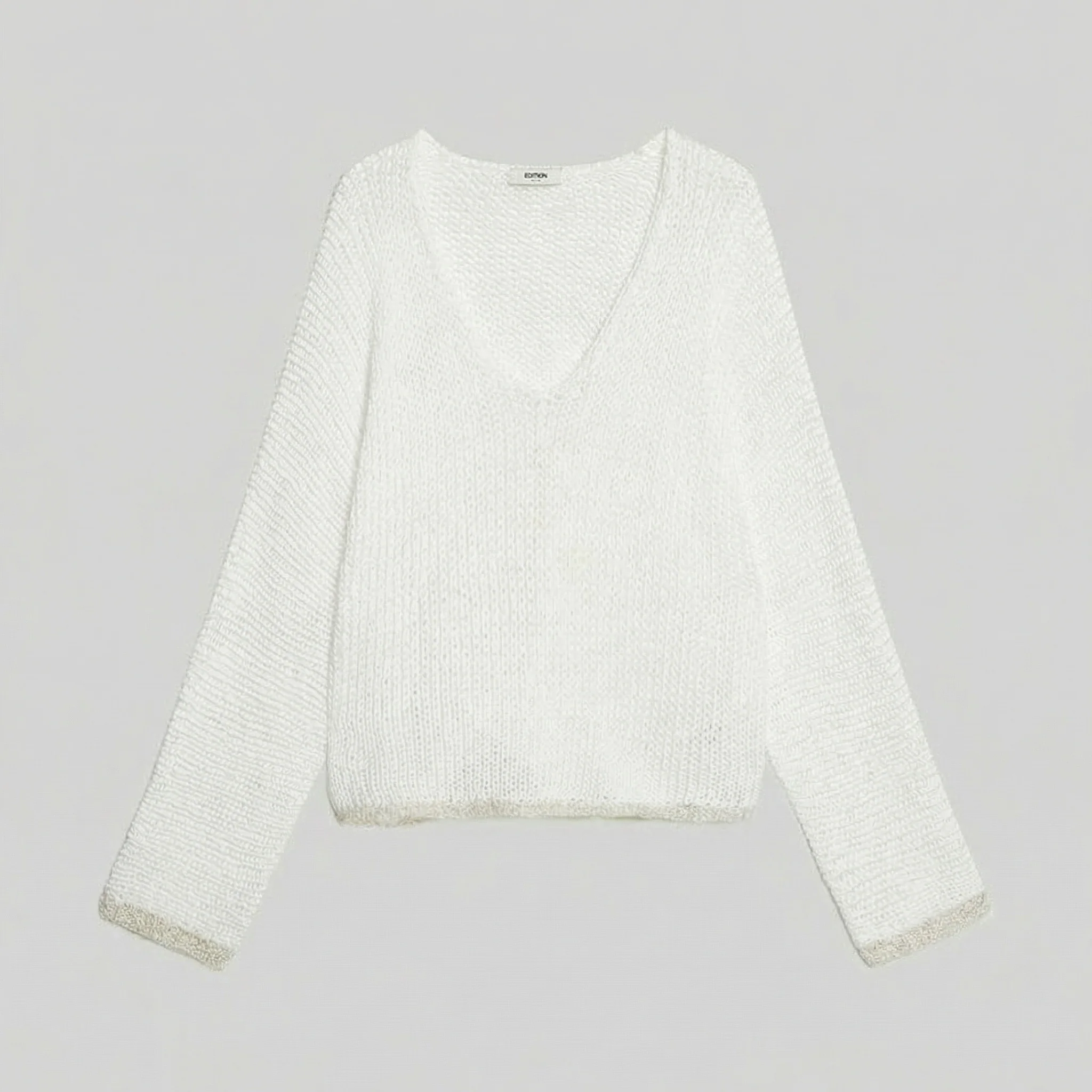 Open-Knit V Sweater - Image 6