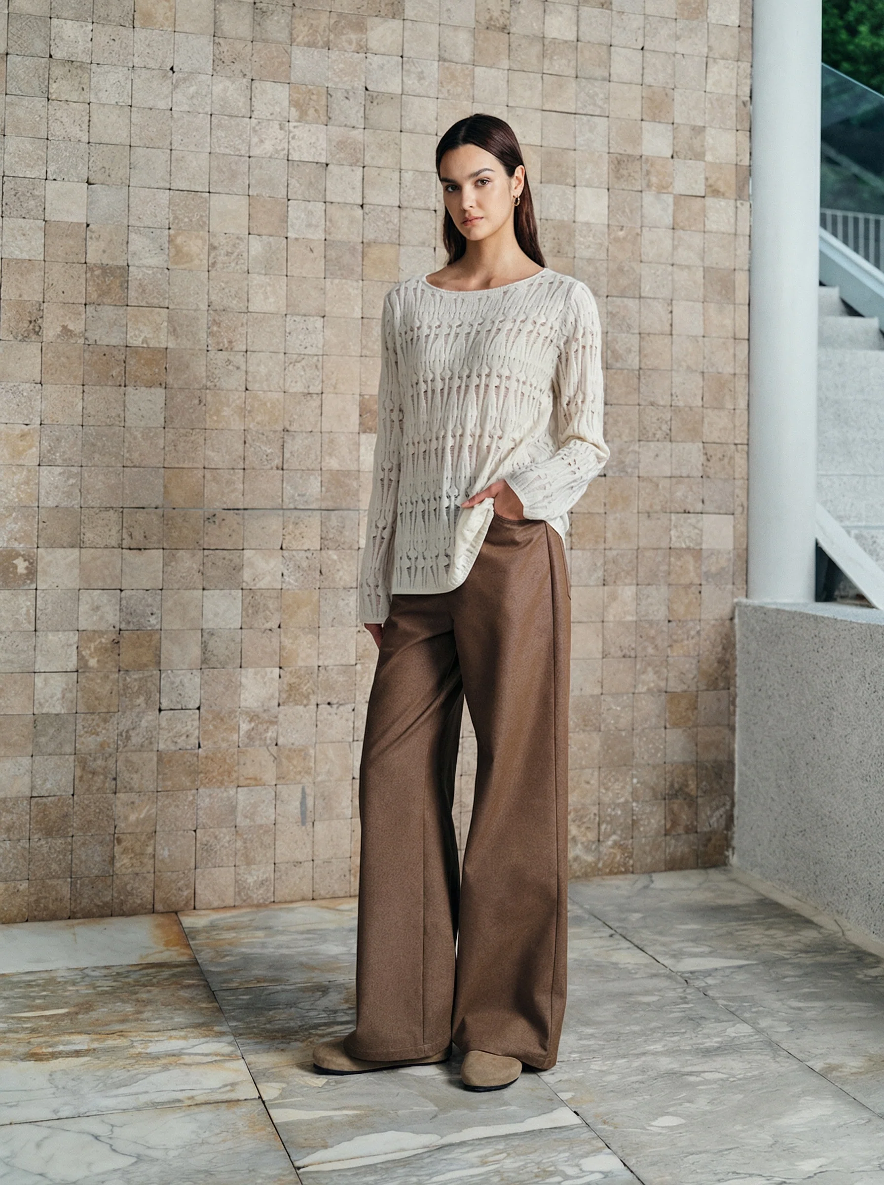 Openwork Cashmere Boat-Neck Sweater - Image 2