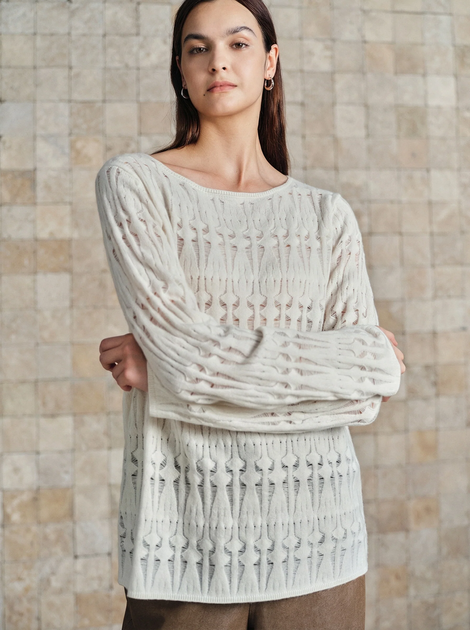 Openwork Cashmere Boat-Neck Sweater - Image 5