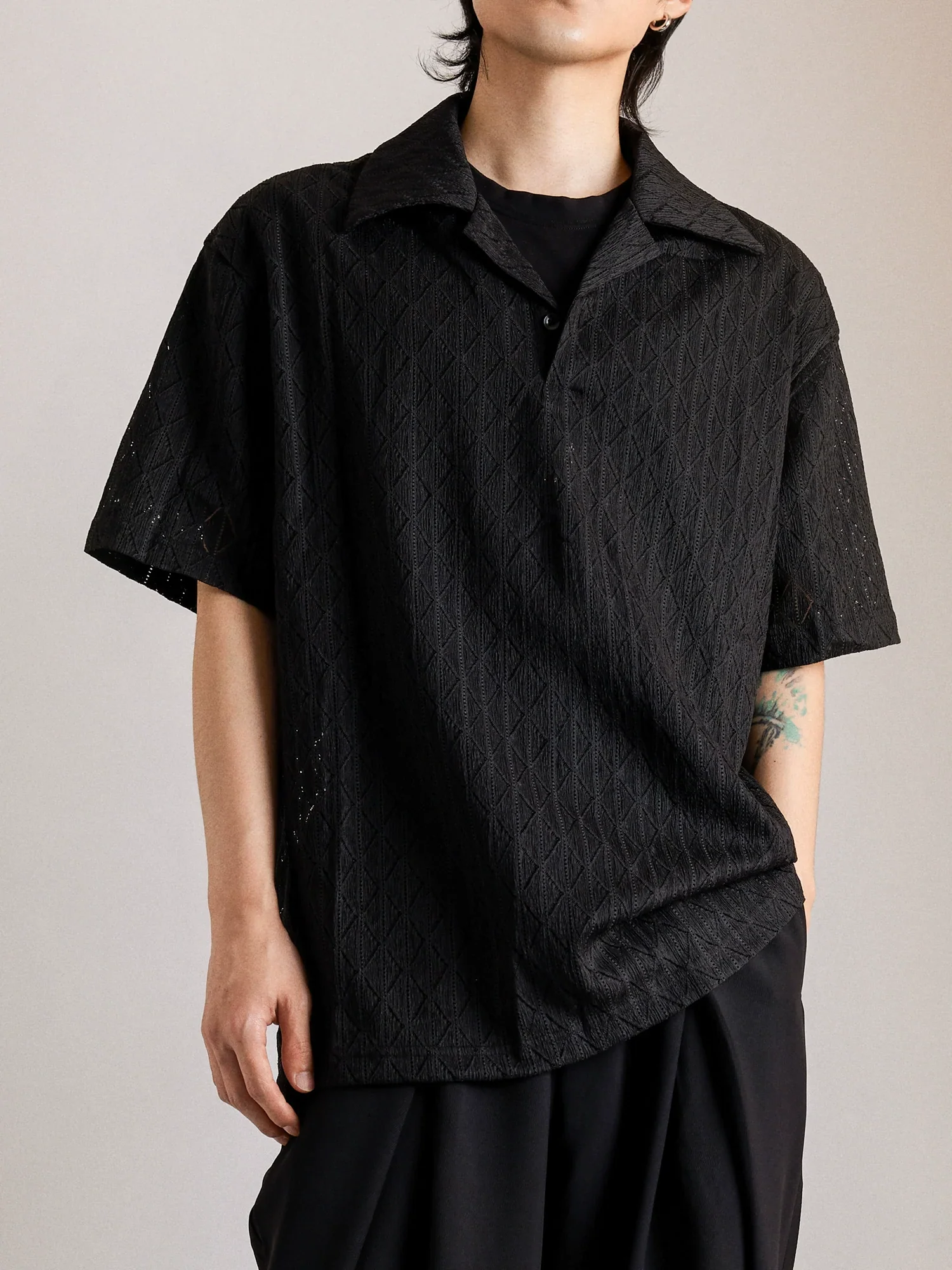 Openwork Knit Polo