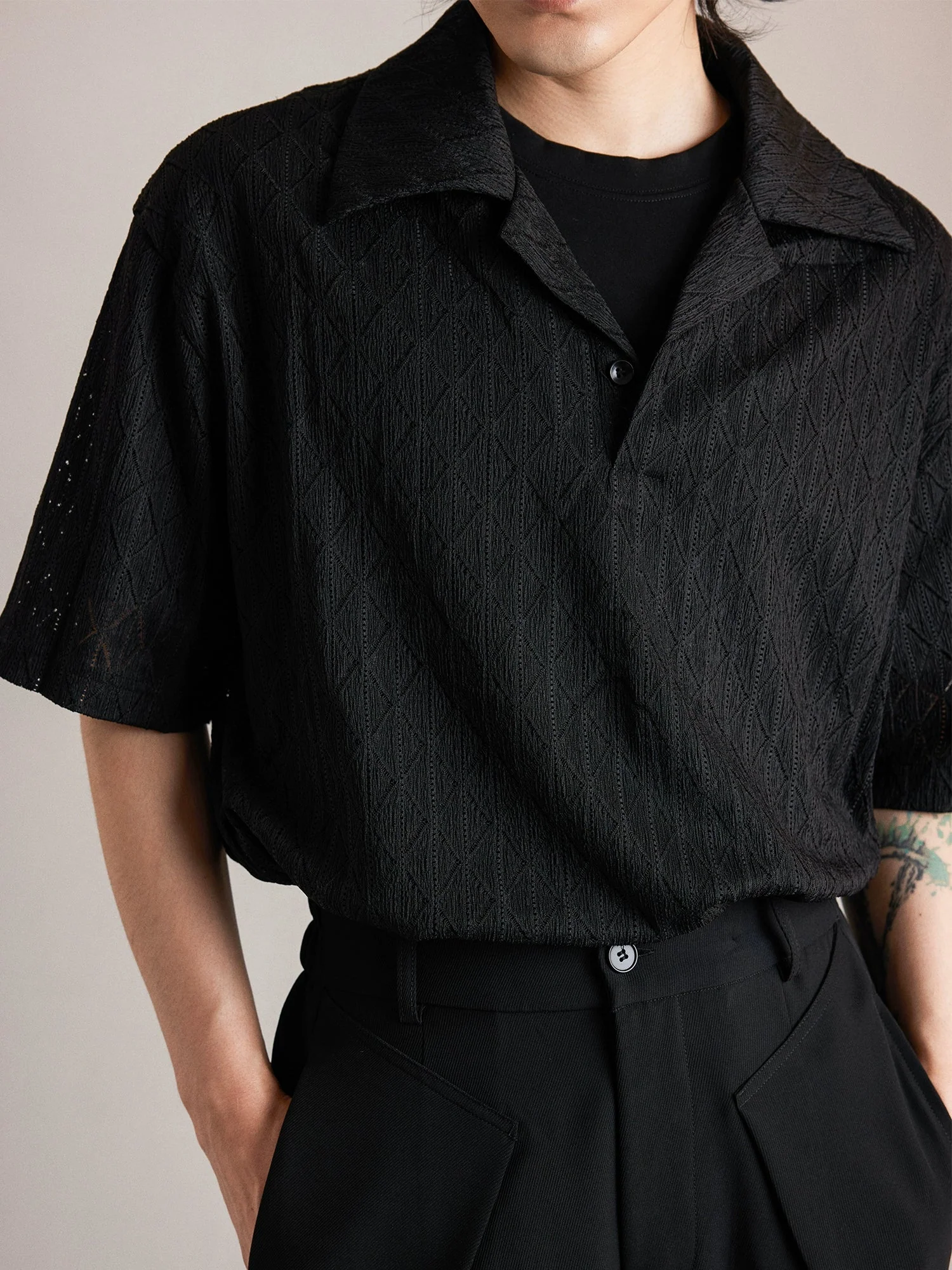 Openwork Knit Polo - Image 3
