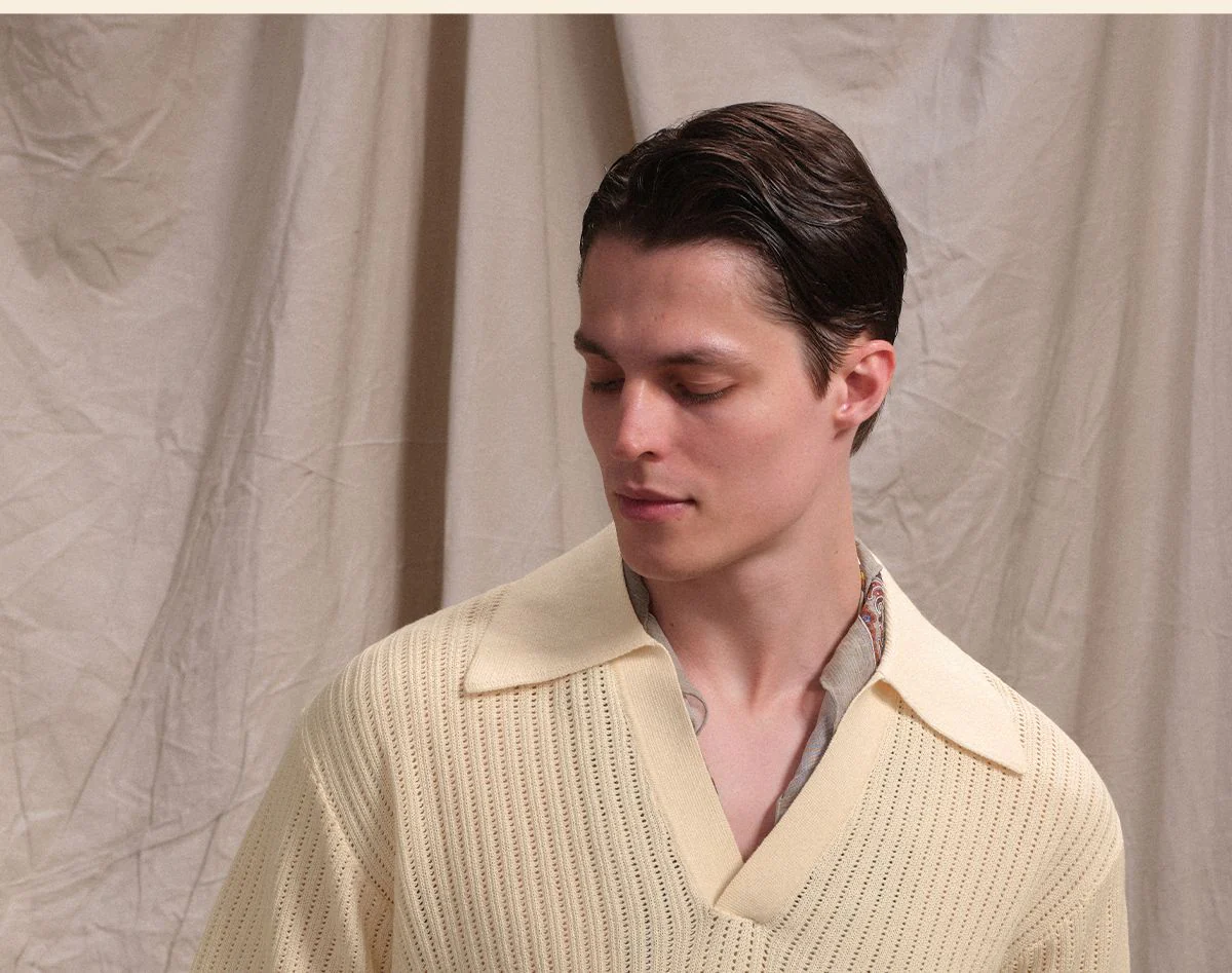 Openwork Knit Polo Shirt - Image 2