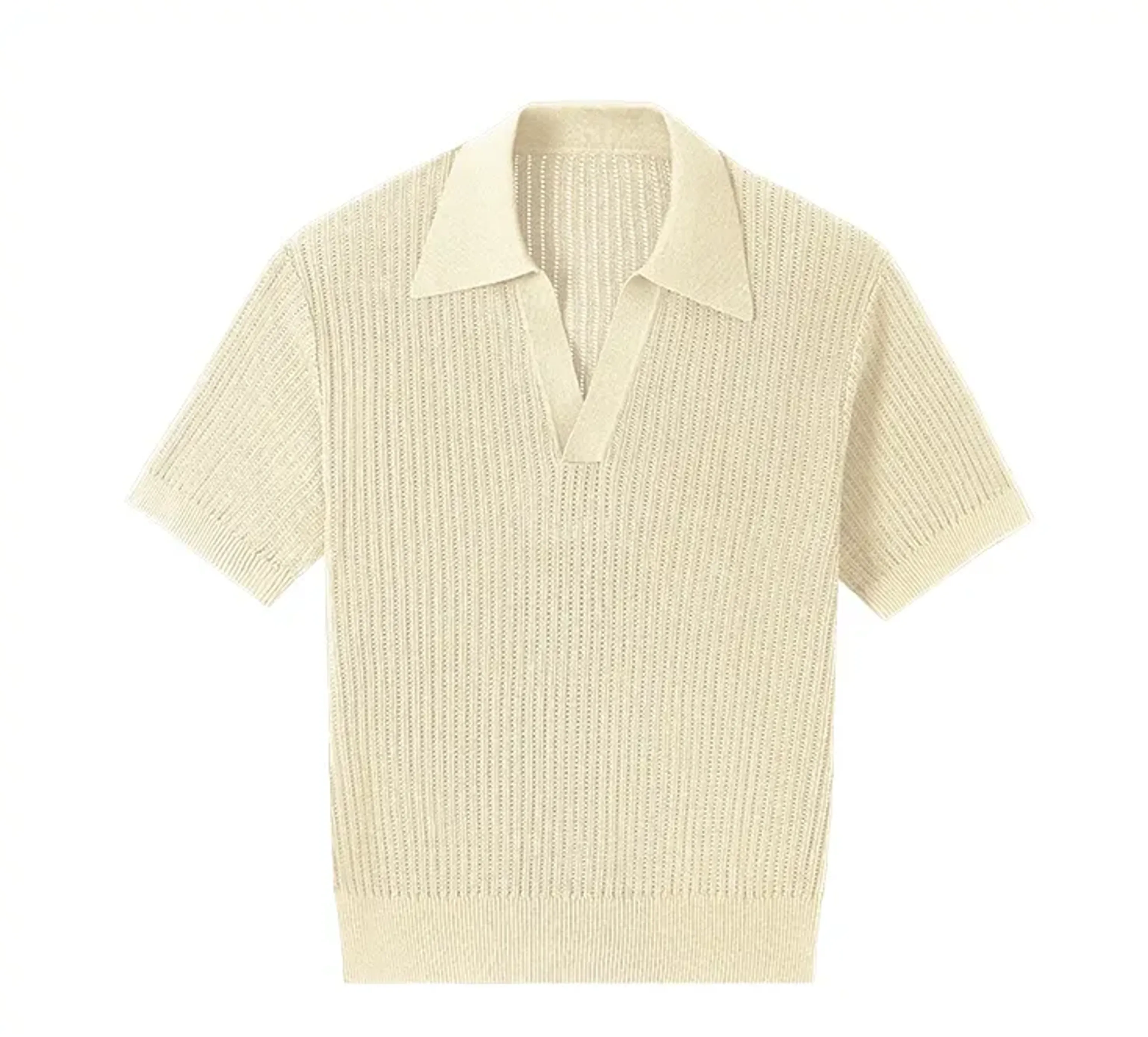 Openwork Knit Polo Shirt - Image 7