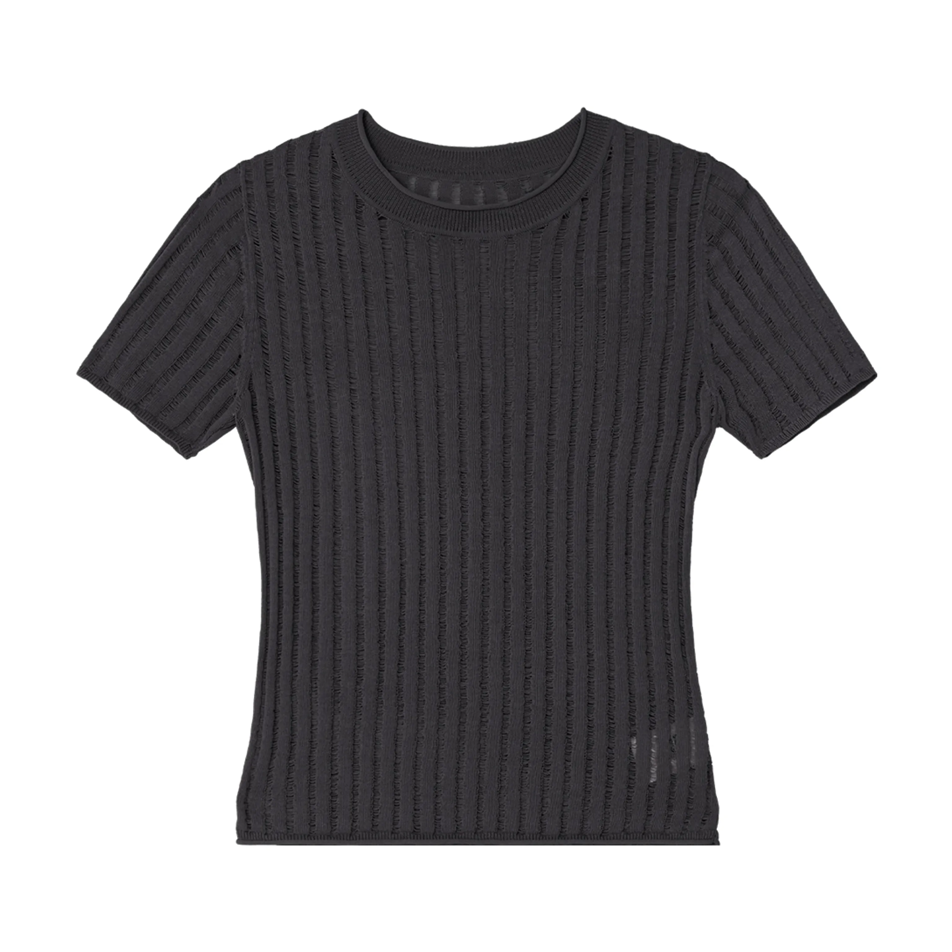 Openwork Ribbed Crew Tee - Image 6