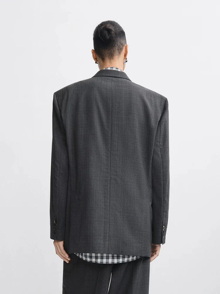 Oversized Check Blazer - Image 3