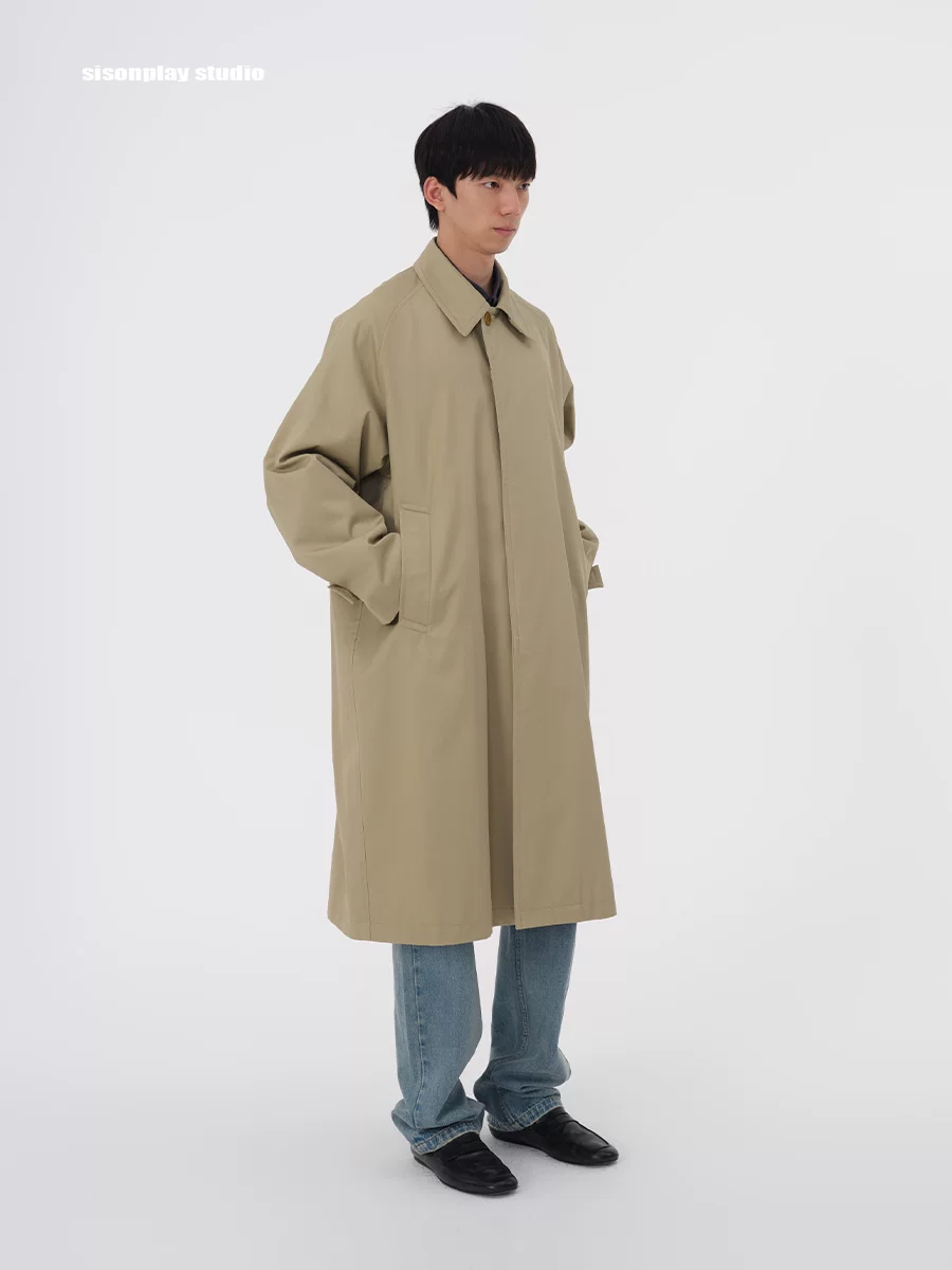 Oversized Cotton Balmacaan Coat