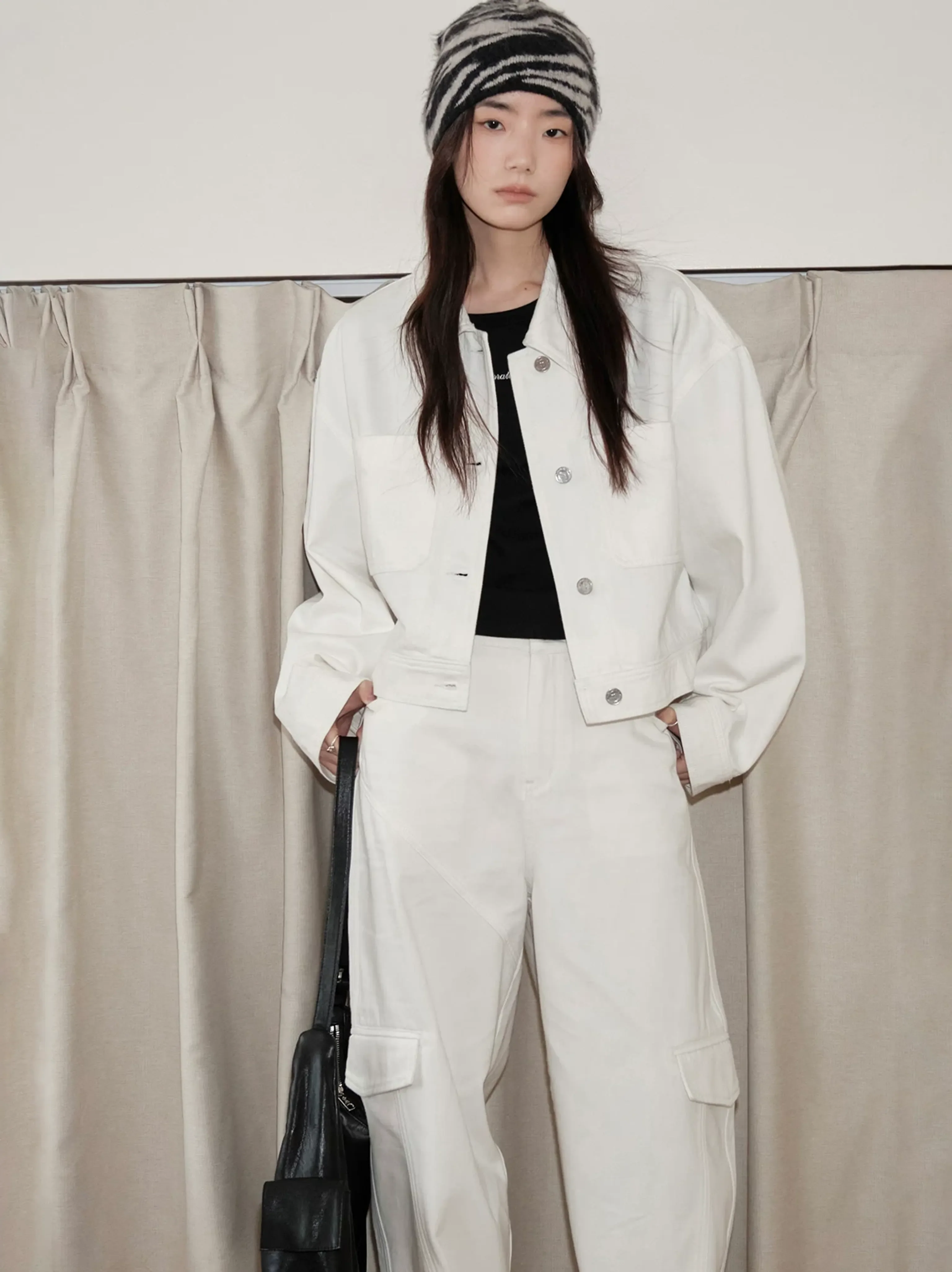 Oversized Cotton Denim Jacket and Trousers Set