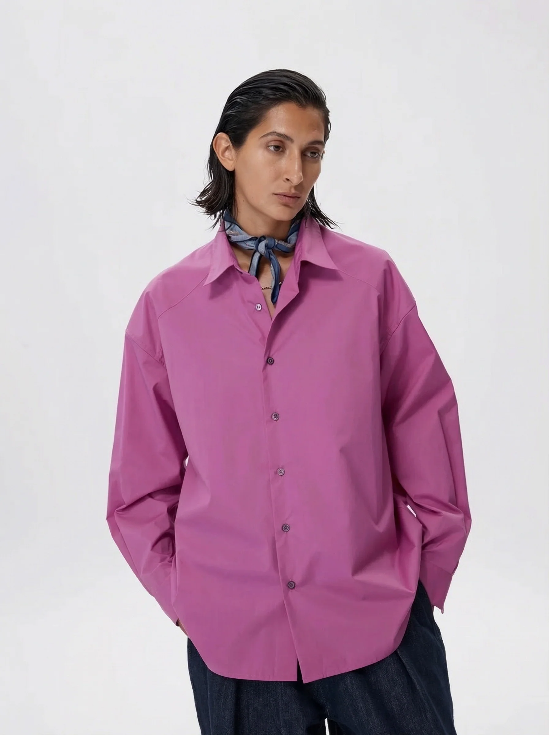 Oversized Fuchsia Button-Up Shirt - Image 7