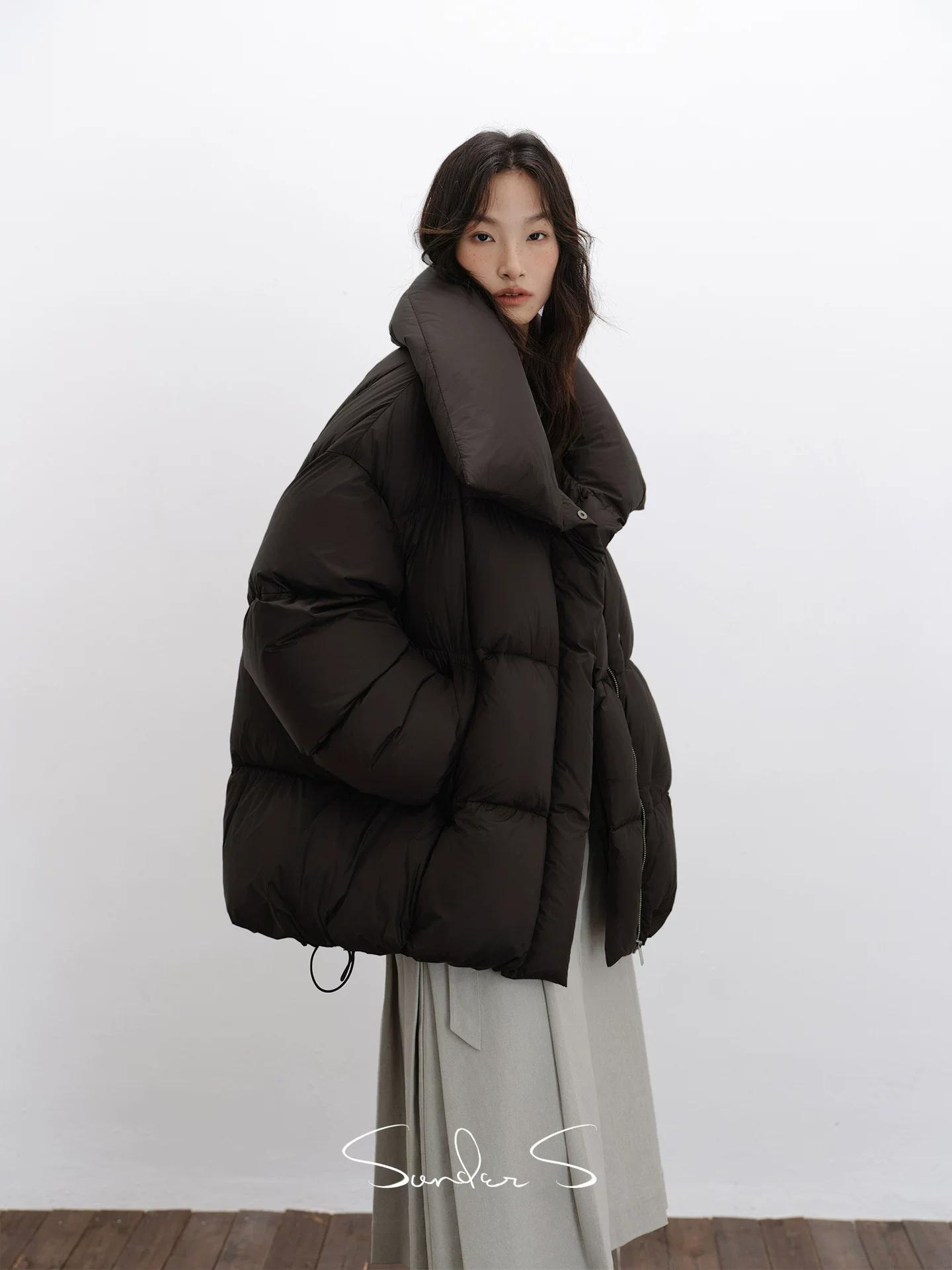Oversized Funnel-Collar Down Puffer - Image 3