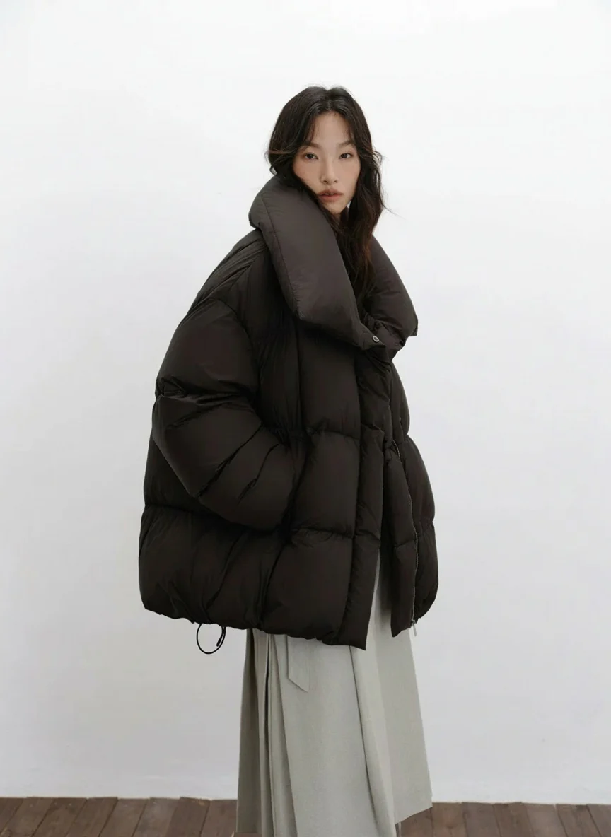 Oversized Funnel-Collar Down Puffer - Image 5