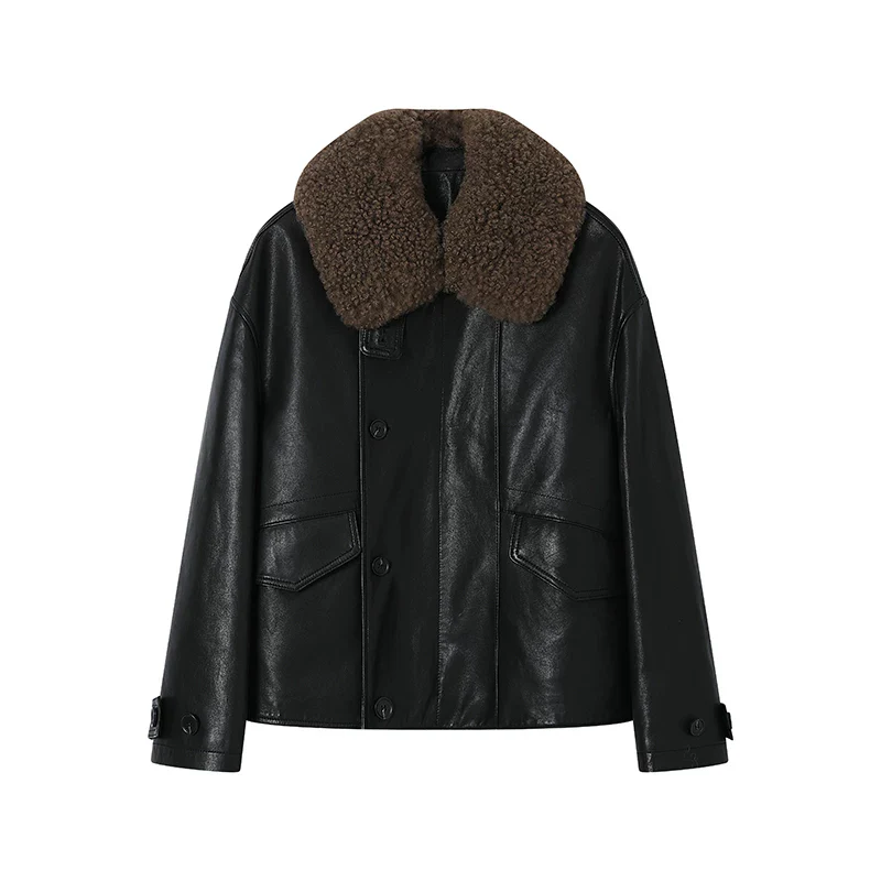 Oversized Lambskin Aviator Jacket