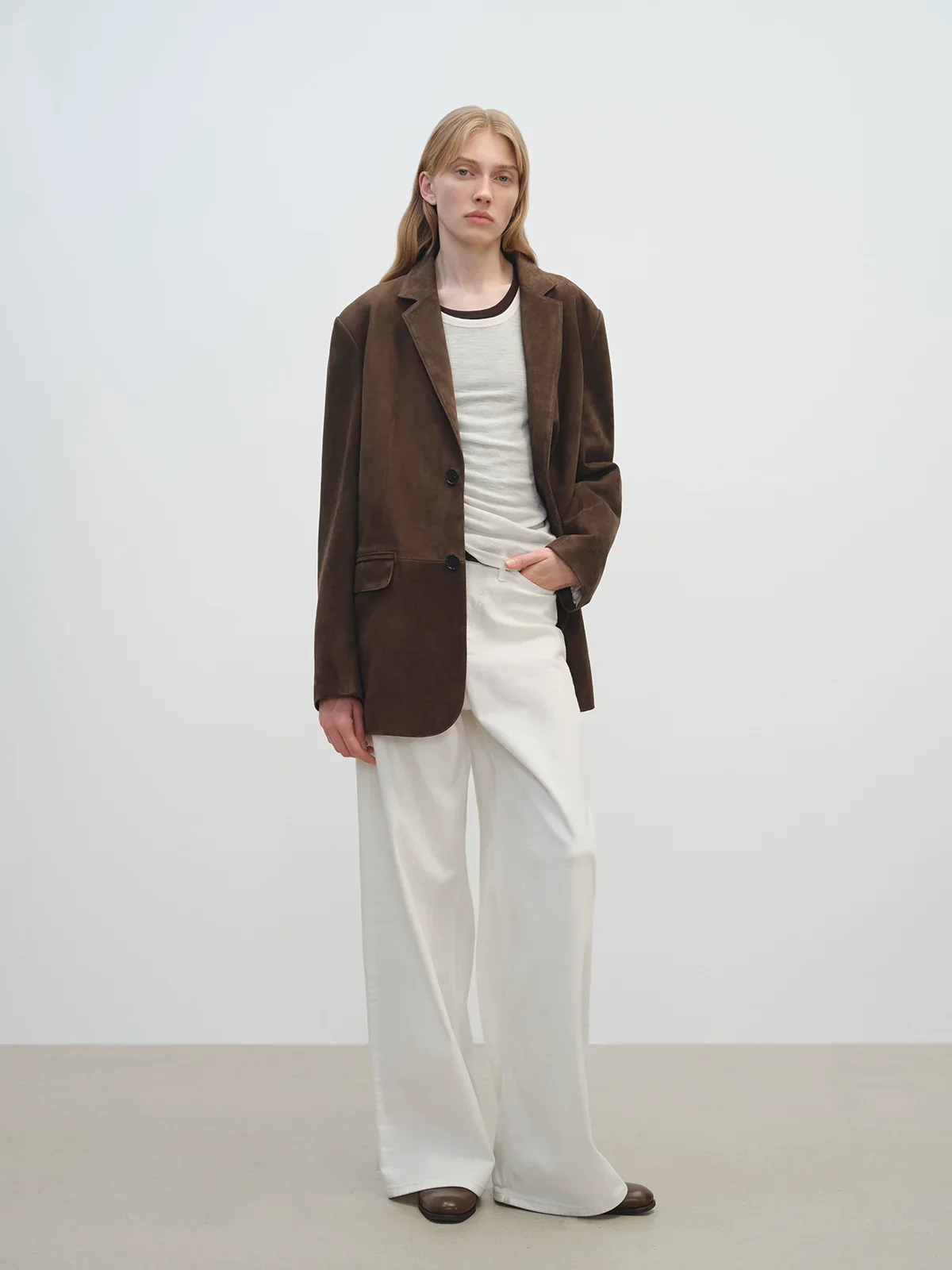 Oversized Lambskin Suede Blazer - Image 2