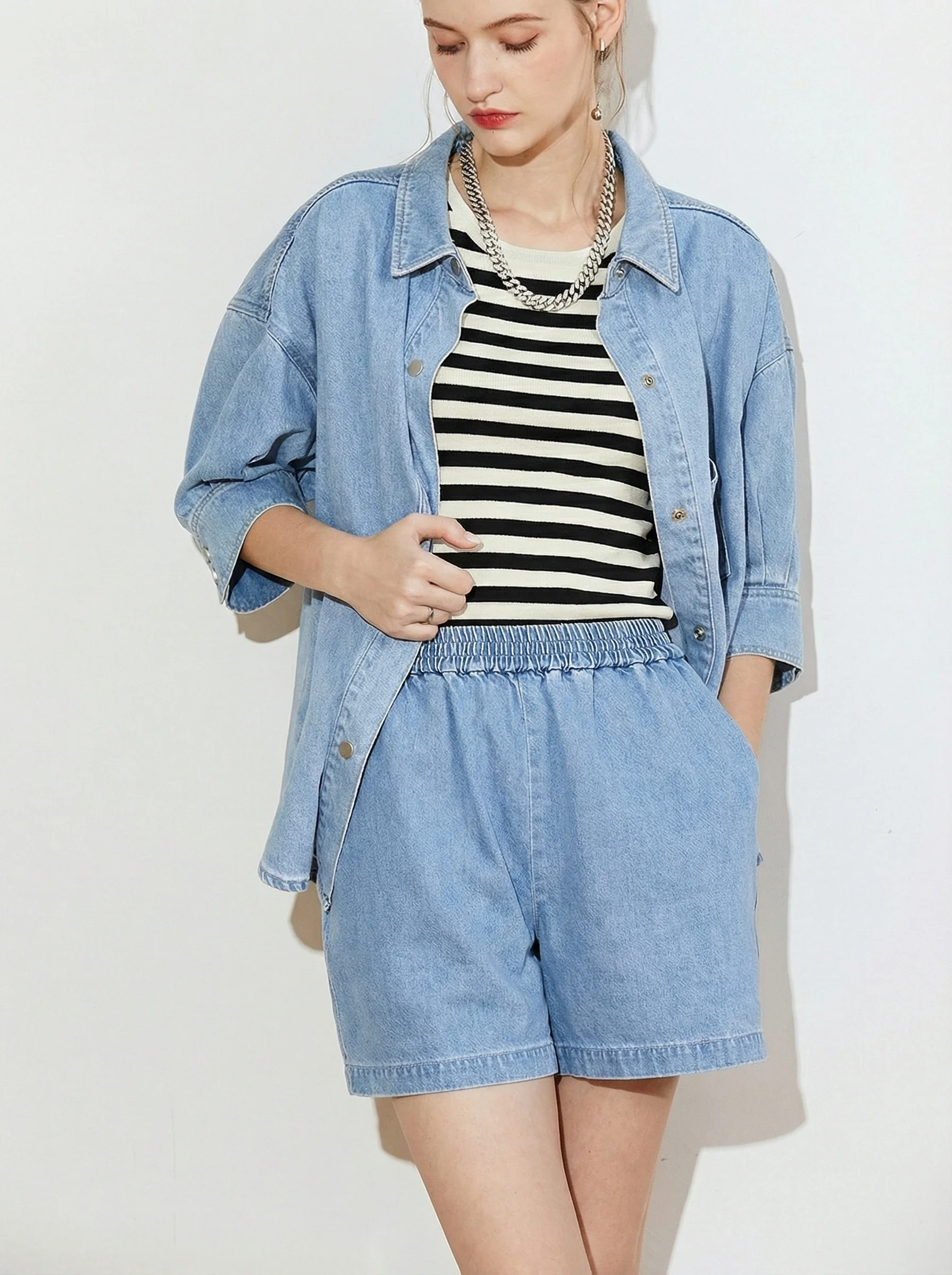 Oversized Light Blue Denim Set - Image 3