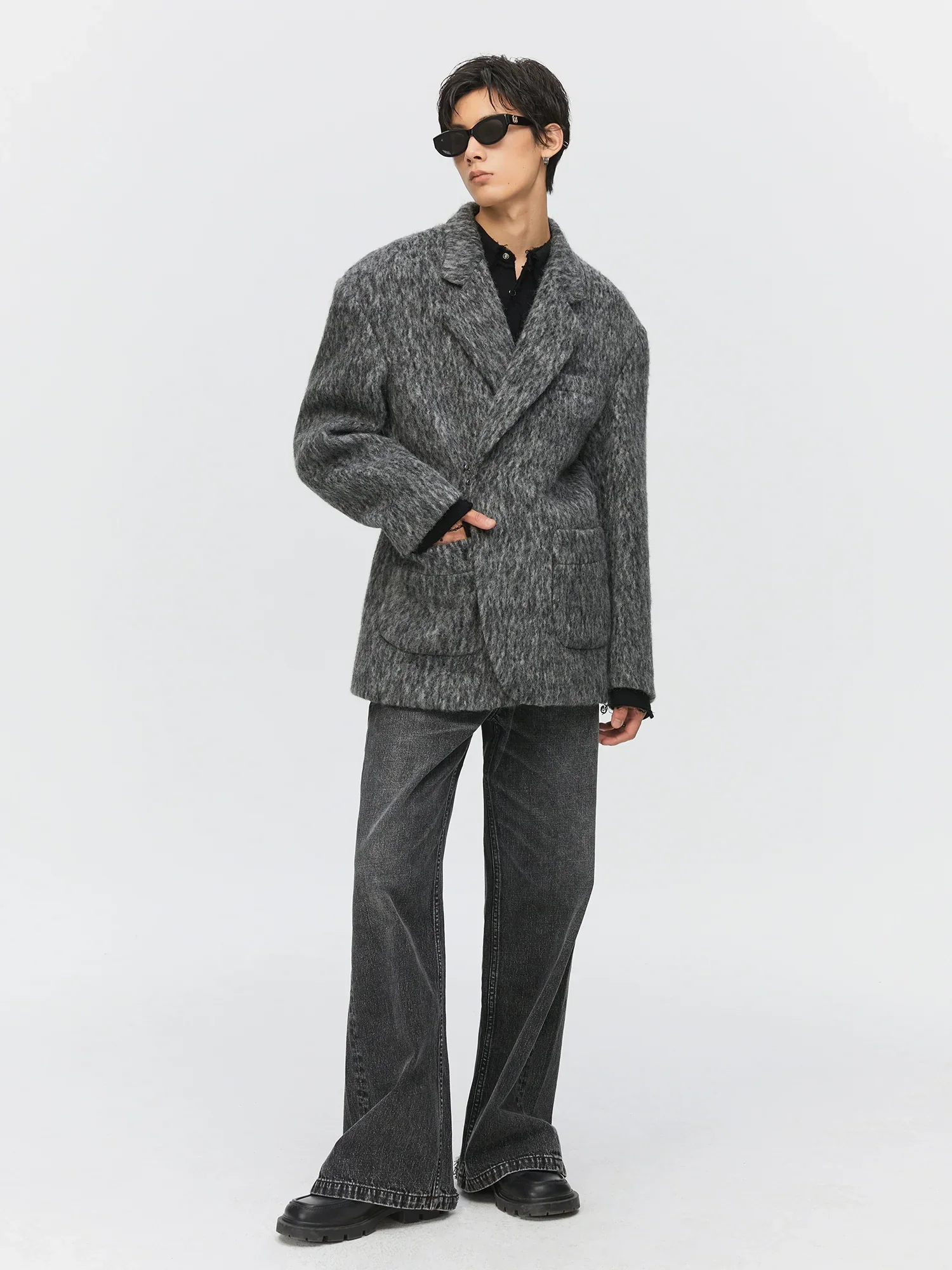 Oversized Melange Wool-Blend Blazer - Image 2